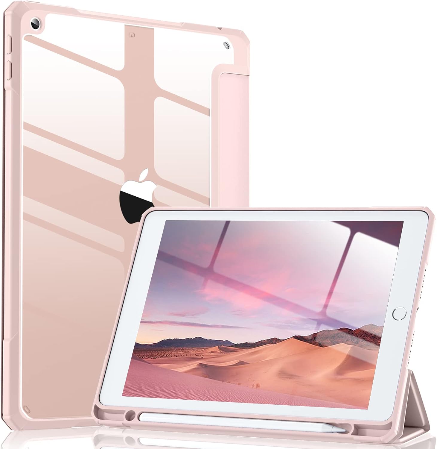 GEAK Compatible With iPad 9th /8th /7th Generation Case with Pencil Holder, 10.2inch Shockproof Cover with Trifold Stand