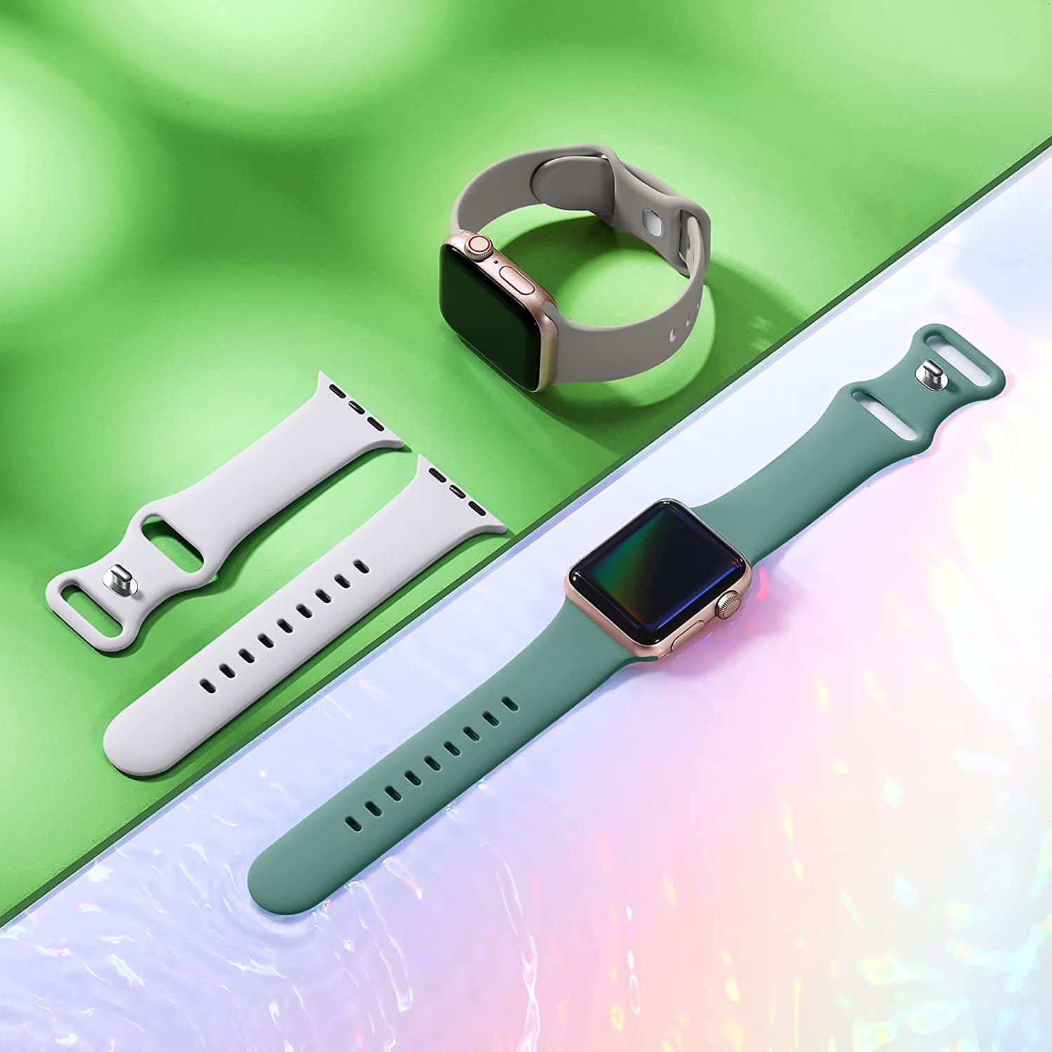 GEAK 6 Pack Compatible with Apple Watch Bands 40mm 44mm 41mm 45mm 46mm 49mm 38mm 42mm for Women Men Silicone Sport Bands Straps for iWatch Ultra 3 2 SE 3 2nd Generation Series 11 10 9 8 7 6 5 4 3 2 1