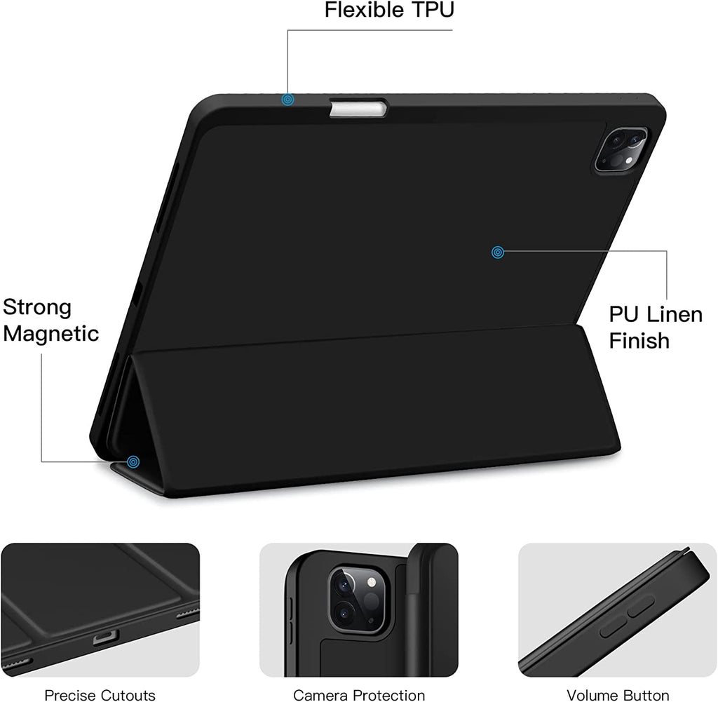 GEAK for iPad Pro 12.9 inch Case with Pencil Holder, Soft Cover Fits for iPad Pro 6th 5th 4th 3rd Generation