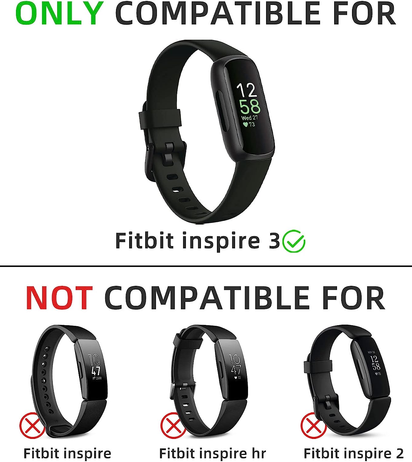 GEAK Compatible with Fitbit Inspire 3 Bands for Women Replacement Silicone Sport Bands