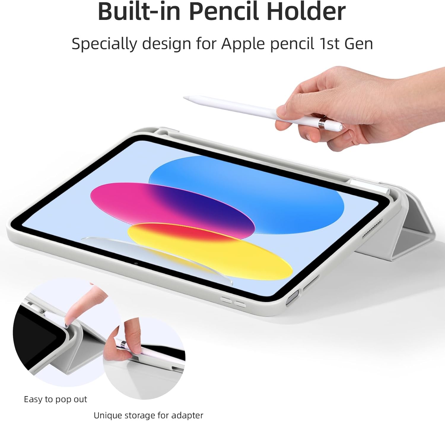 GEAK Compatible with Apple iPad A16 Case & iPad 10th 11th Generation Case Cover 11 inch with Pencil Holder