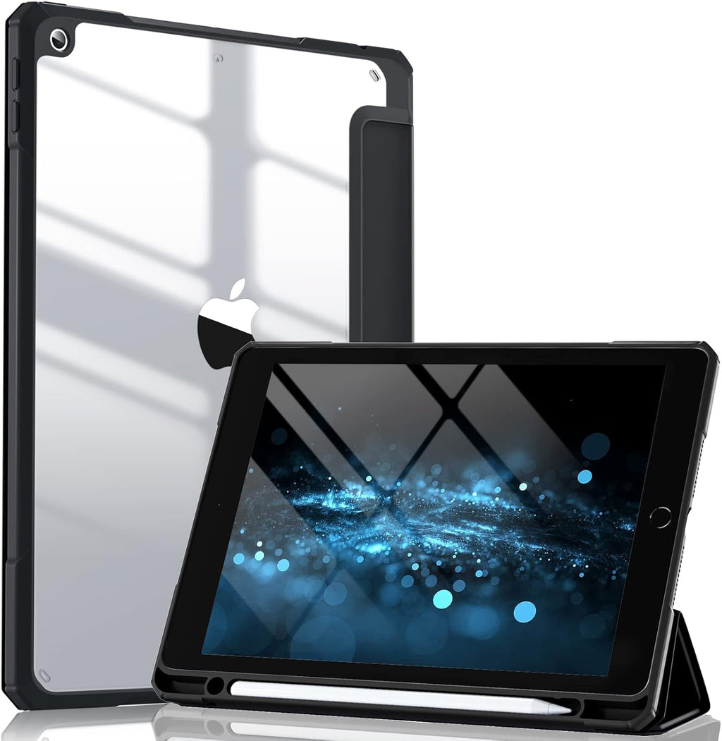 GEAK Compatible With iPad 9th /8th /7th Generation Case with Pencil Holder, 10.2inch Shockproof Cover with Trifold Stand