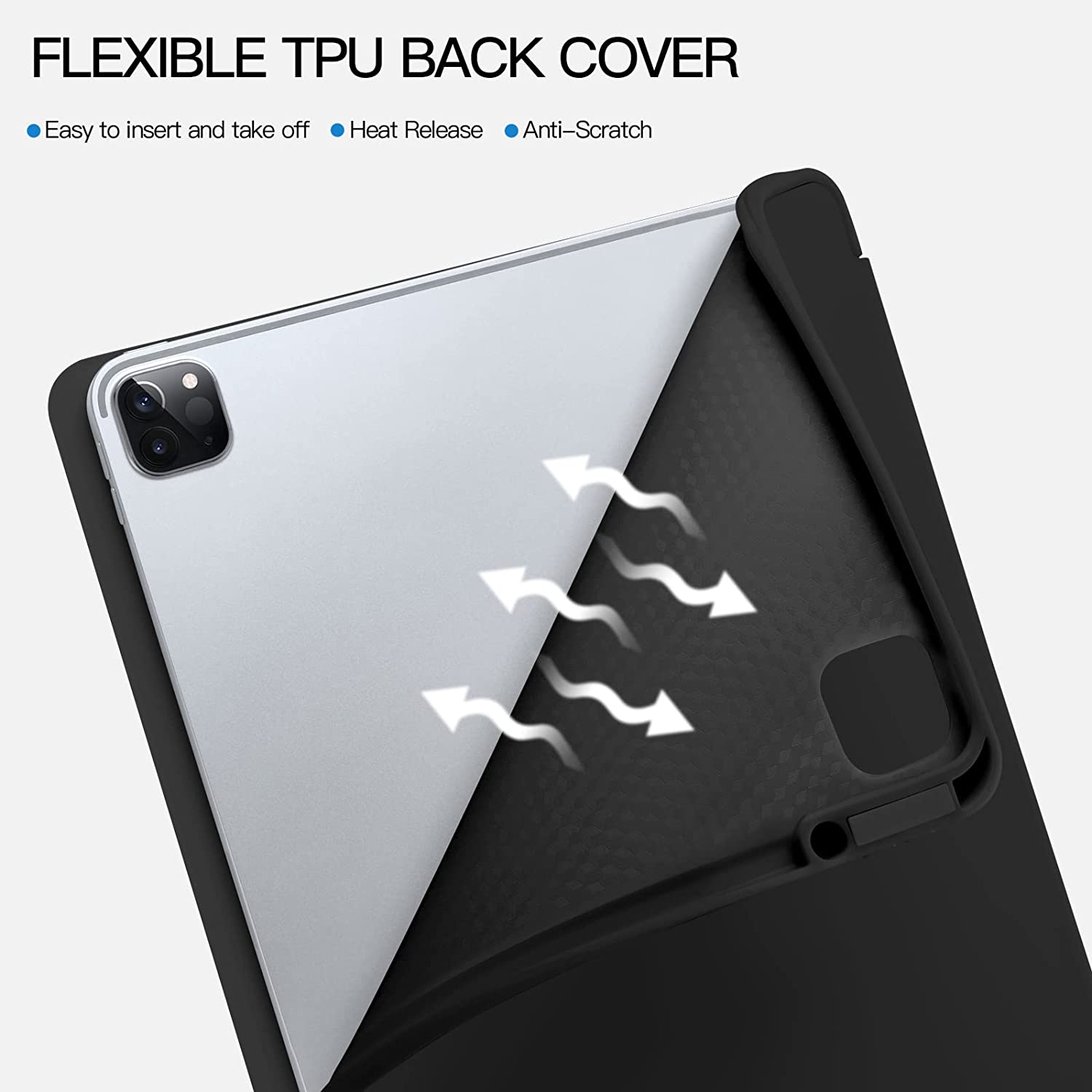 GEAK for iPad Pro 12.9 inch Case with Pencil Holder, Soft Cover Fits for iPad Pro 6th 5th 4th 3rd Generation