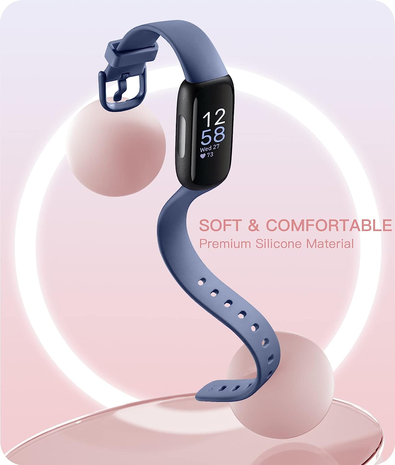 GEAK Compatible with Fitbit Inspire 3 Bands for Women Replacement Silicone Sport Bands