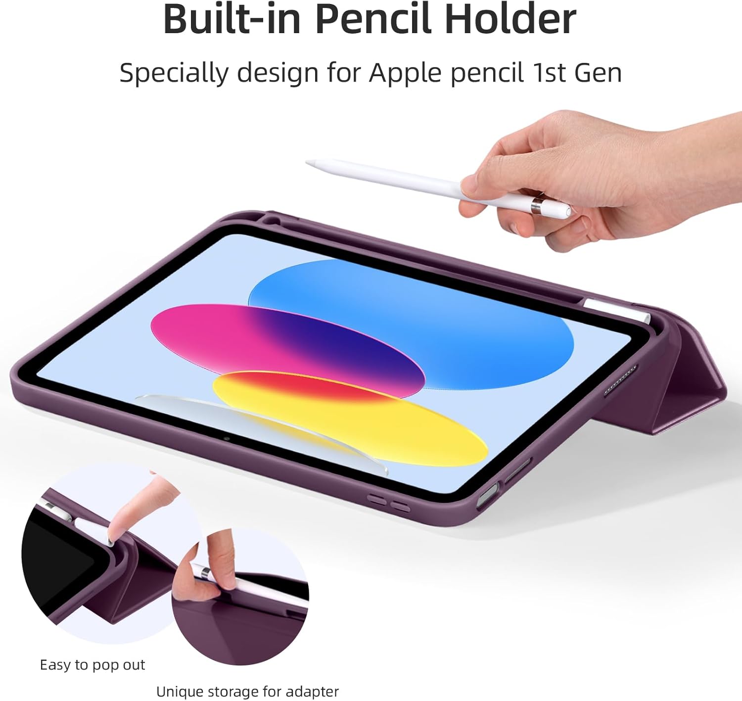 GEAK Compatible with Apple iPad A16 Case & iPad 10th 11th Generation Case Cover 11 inch with Pencil Holder