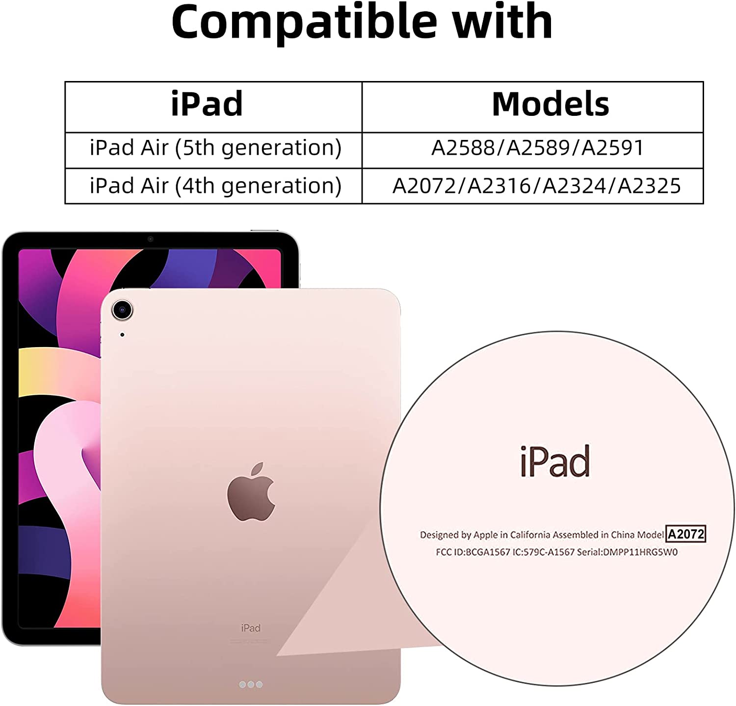 GEAK Compatible with Apple iPad Air 11 inch Case M3/M2, iPad Air 5th 4th Generation 10.9 inch Case Clear Back Cover with Pencil Holder