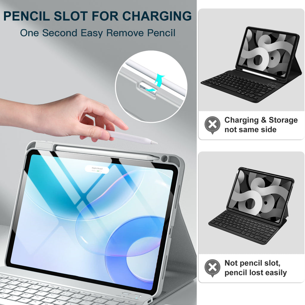 GEAK Compatible With iPad Air 11 inch (M4/M3/M2) /Air 5th/ Air 4th Generation Case with Keyboard, Detachble Magnetic Fits For iPad Air Keyboard with Case