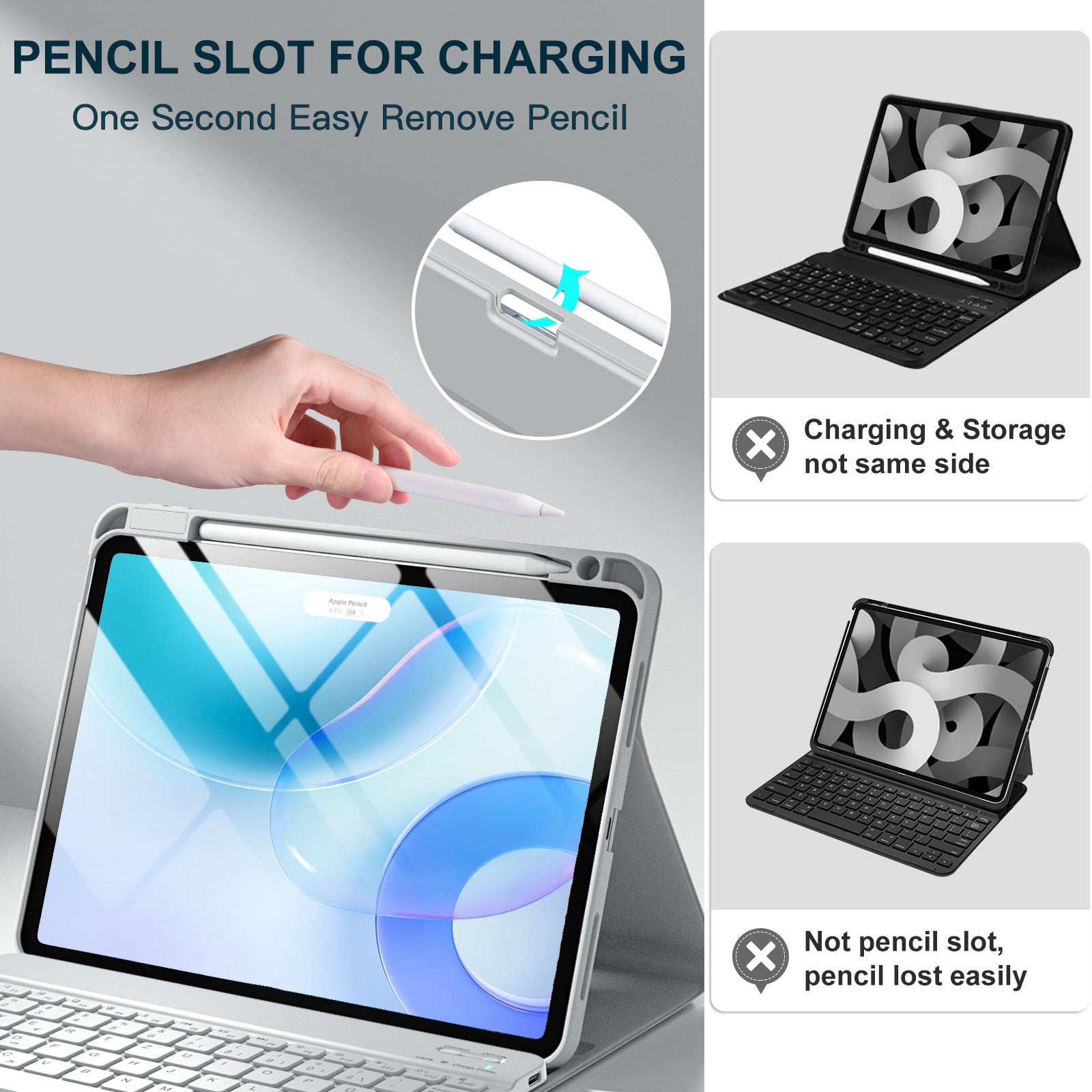 GEAK Compatible With iPad Air 11 inch (M4/M3/M2) /Air 5th/ Air 4th Generation Case with Keyboard, Detachble Magnetic Fits For iPad Air Keyboard with Case