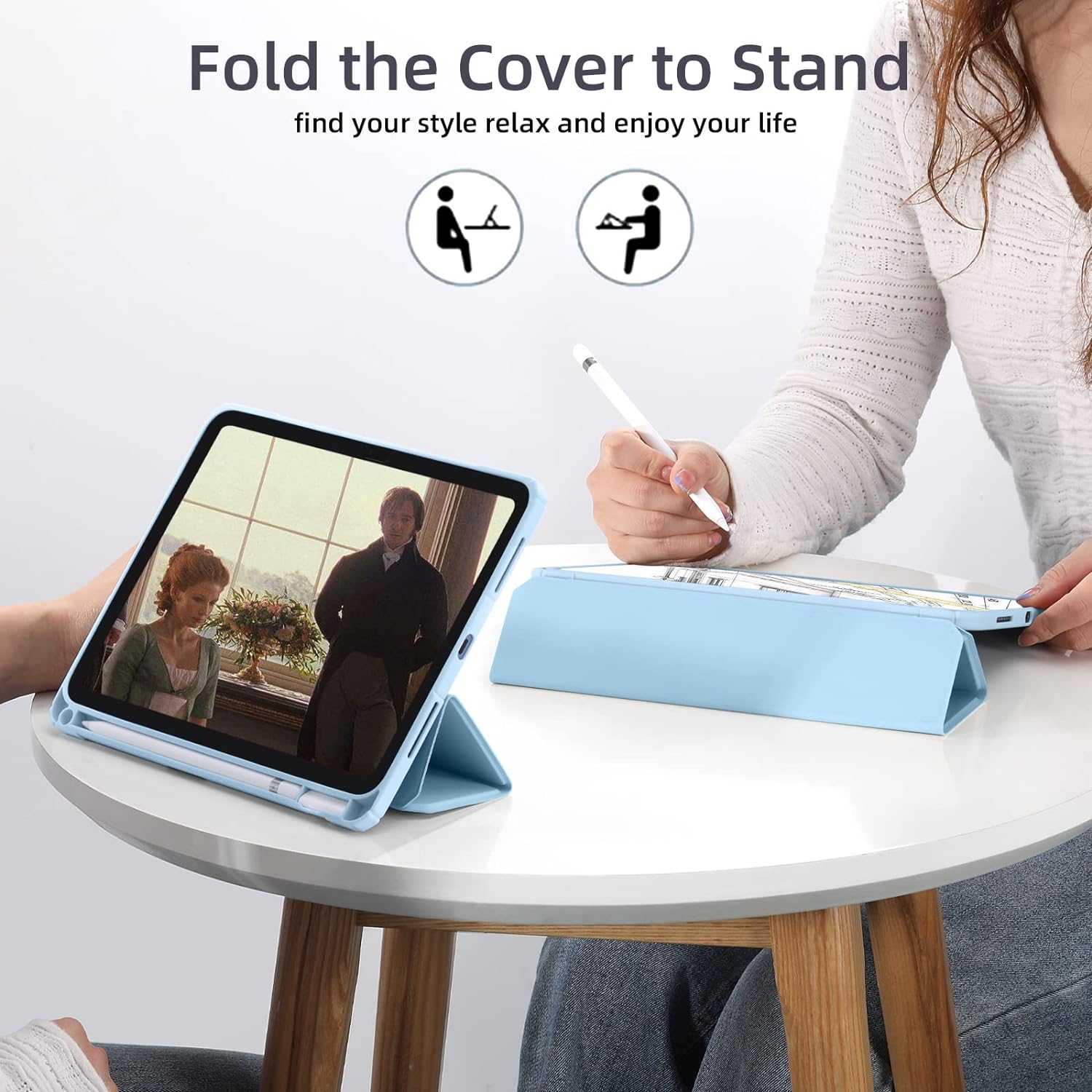 GEAK Compatible With iPad (A16) 11th Generation (2025)/10.9inch iPad 10th Generation (2022) Case Cover with Pencil Holder, Blue
