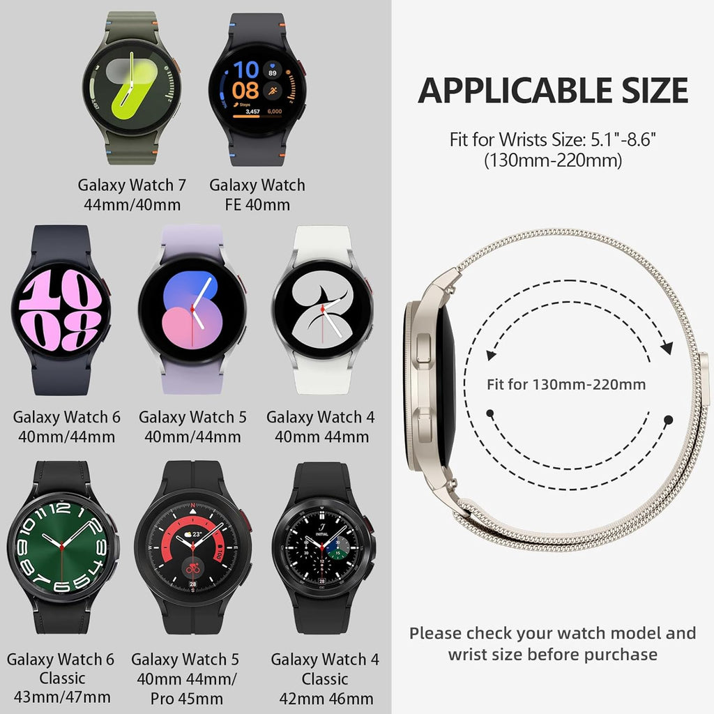 GEAK Magnetic Metal Band Compatible with Samsung Galaxy Watch 7 40mm 44mm/6/6 Classic/5/5 Pro/4/4 Classic/FE Bands for Women Men