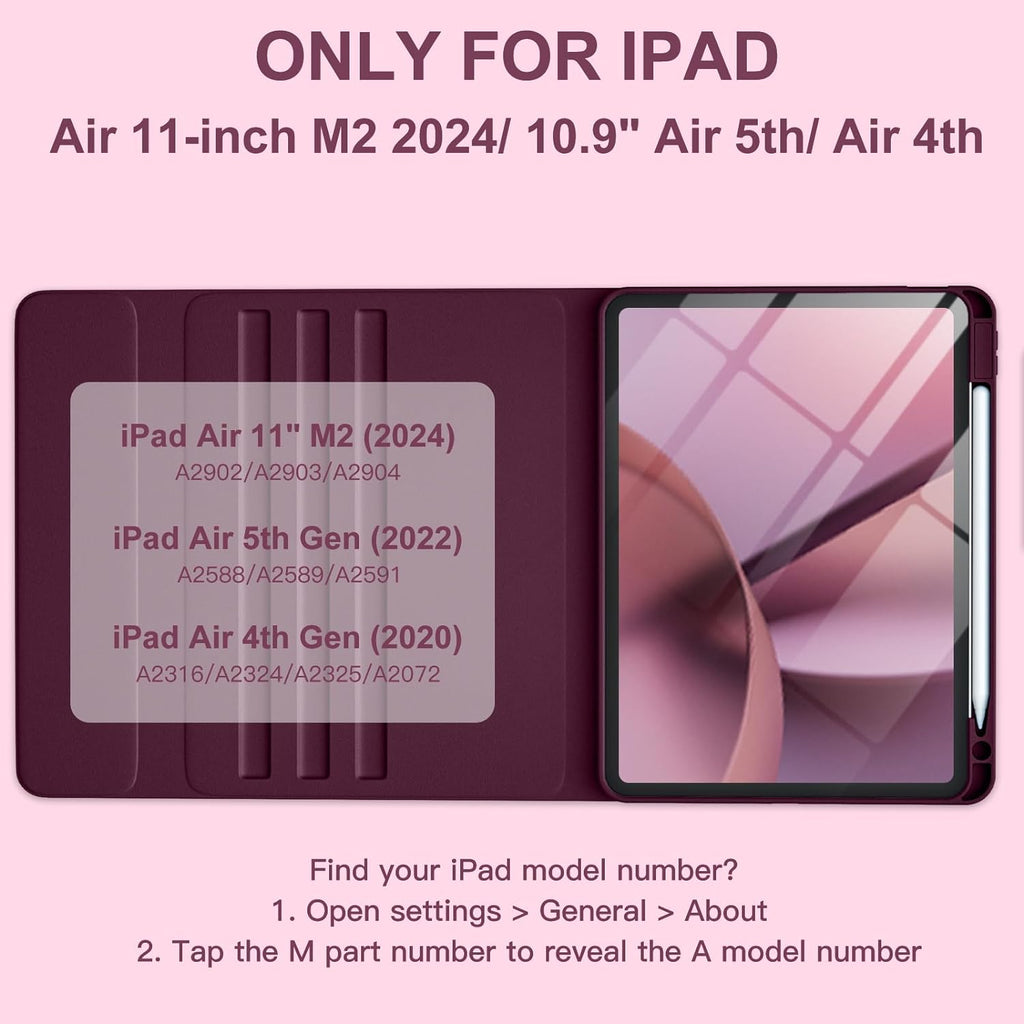 GEAK Compatible With iPad Air 11 inch (M4/M3/M2) /Air 5th/ Air 4th Generation Case with Keyboard, Detachble Magnetic Fits For iPad Air Keyboard with Case