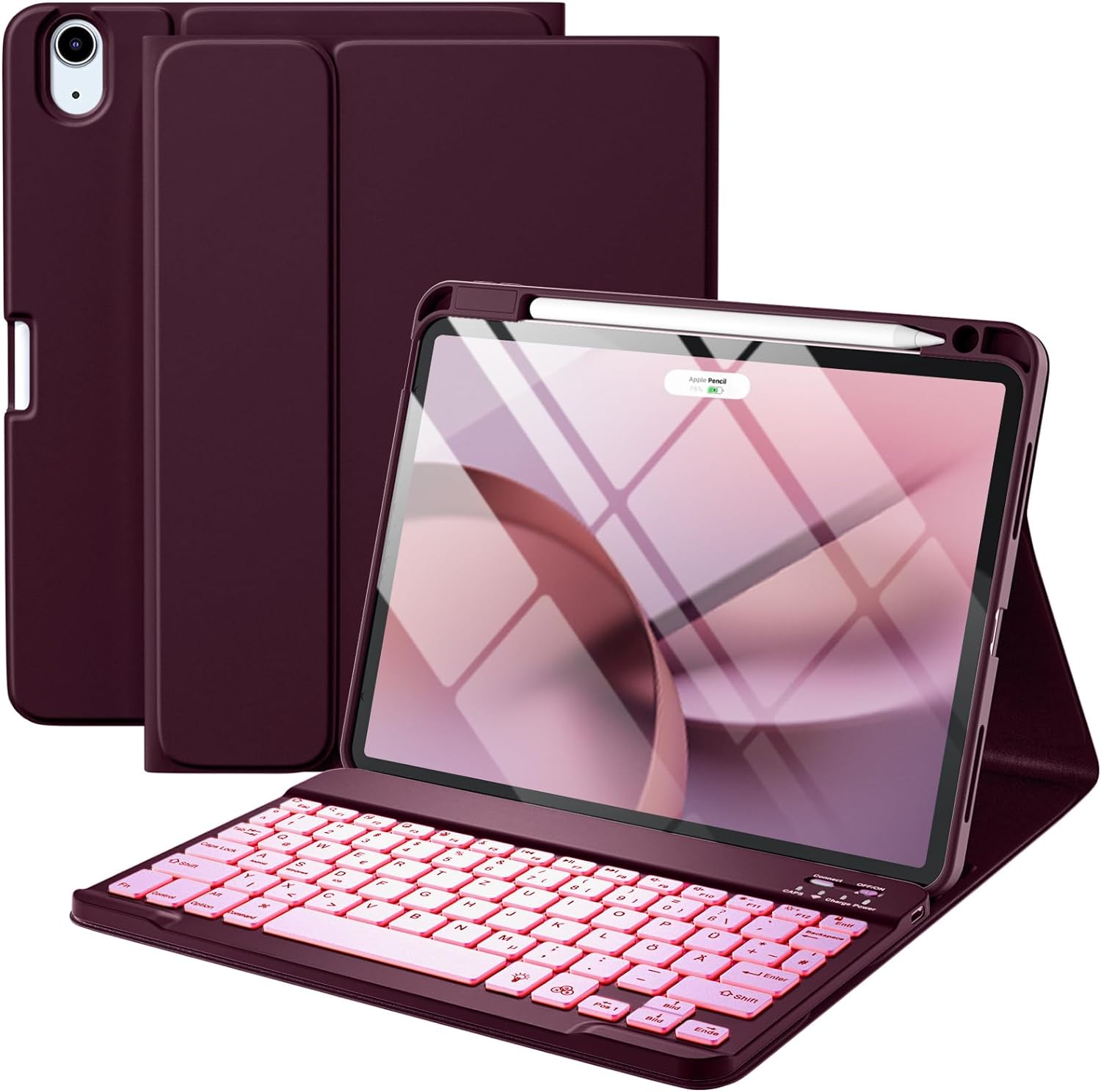 GEAK Compatible With iPad Air 11 inch (M2/M3) /Air 5th/ Air 4th Generation Case with Keyboard, Detachble Magnetic Fits For iPad Air Keyboard with Case, Purple