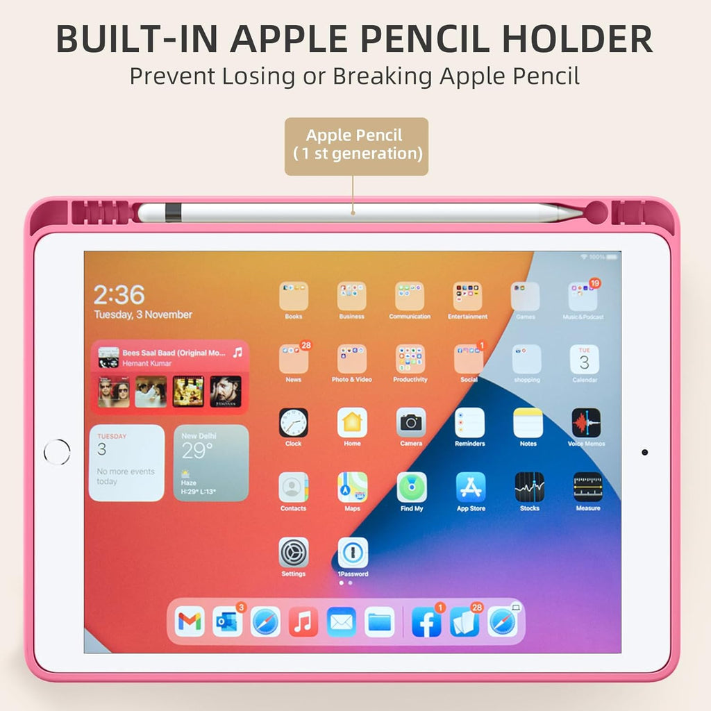 GEAK 10.2 inch Case for iPad 9th 8th 7th Generation Case Cover with Pencil Holder