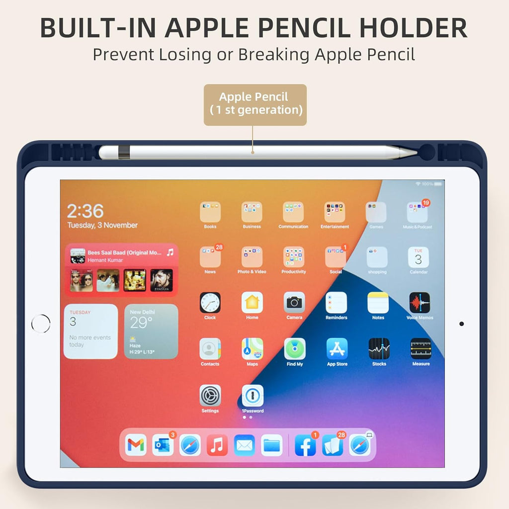GEAK 10.2 inch Case for iPad 9th 8th 7th Generation Case Cover with Pencil Holder