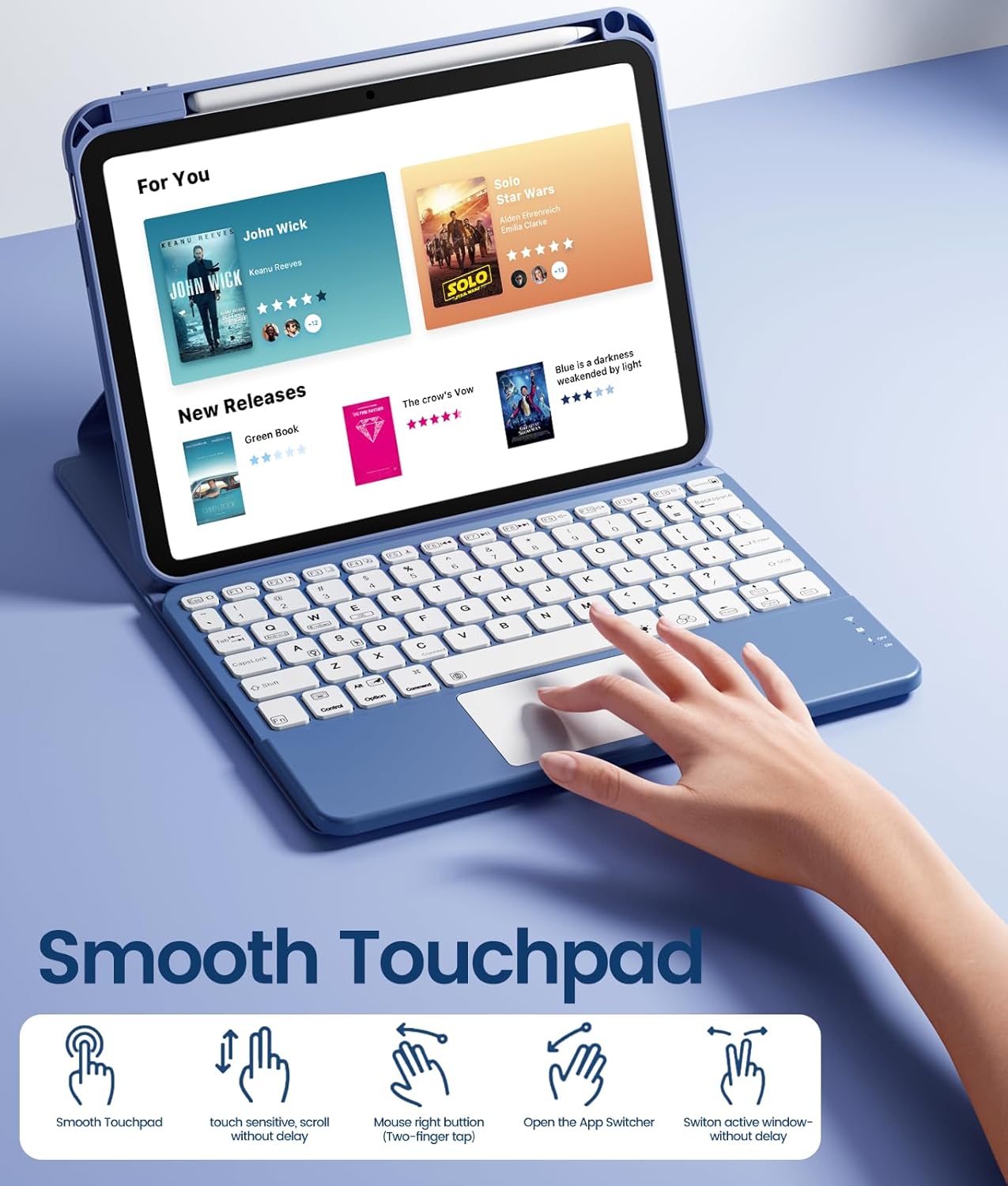 GEAK Compatible With iPad A16 11th 10th Generation Case with Keyboard, 360 Rotation Detachable Case with 7 Colors Backlit Keyboard for iPad A16/10th Gen, with Multi-Touch Trackpad