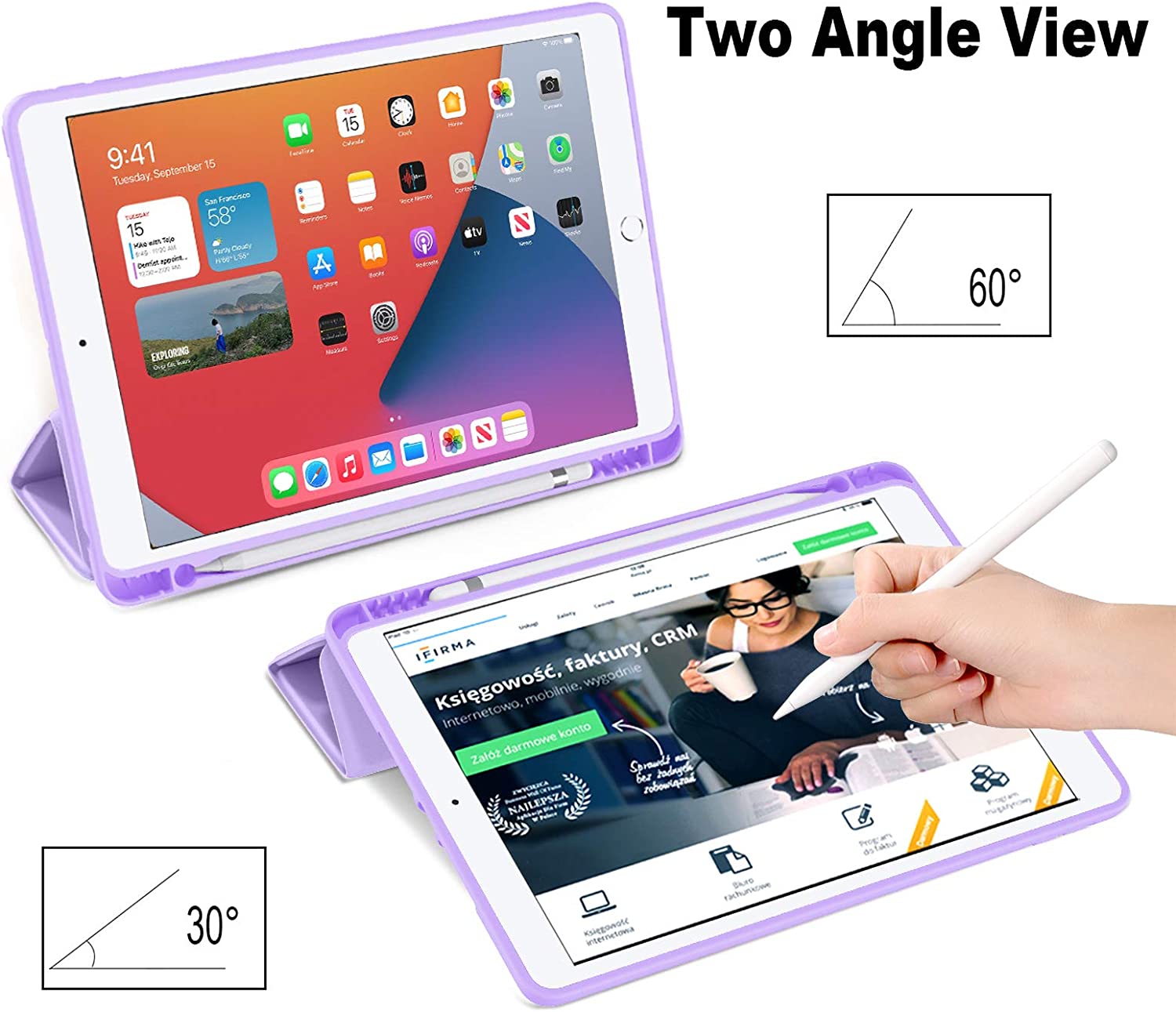 GEAK 10.2 inch Case for iPad 9th 8th 7th Generation Case Cover with Pencil Holder