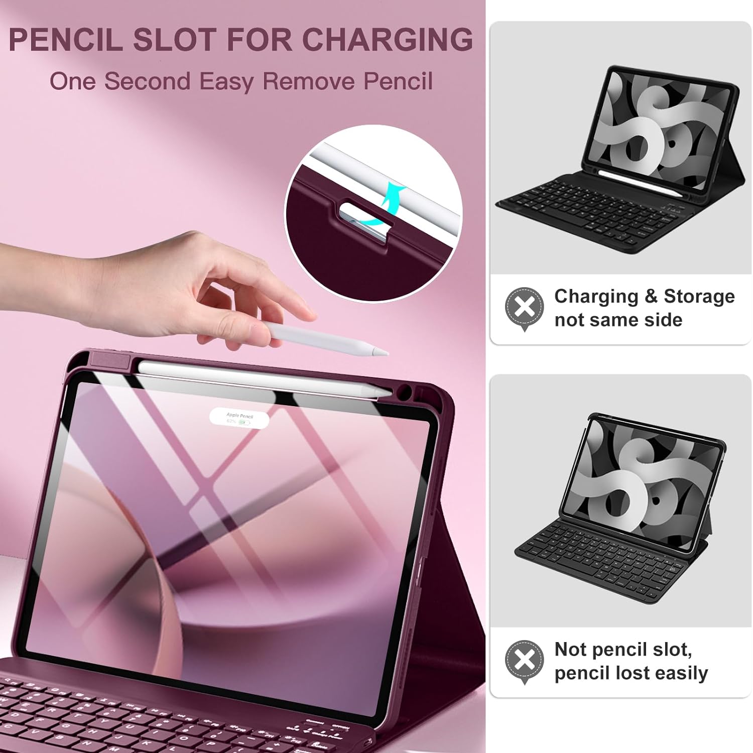 GEAK Compatible With iPad Air 11 inch (M4/M3/M2) /Air 5th/ Air 4th Generation Case with Keyboard, Detachble Magnetic Fits For iPad Air Keyboard with Case