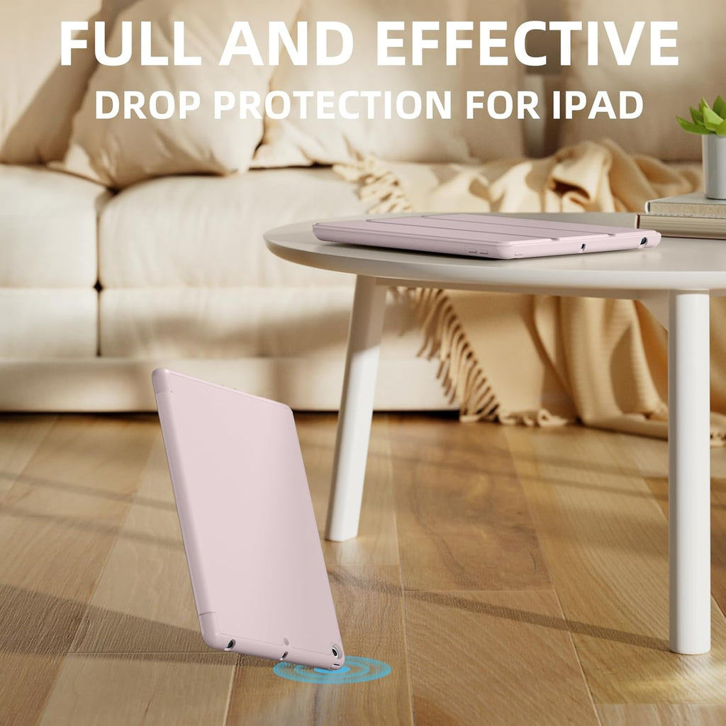 GEAK 10.2 inch Case for iPad 9th 8th 7th Generation Case Cover with Pencil Holder, Pink