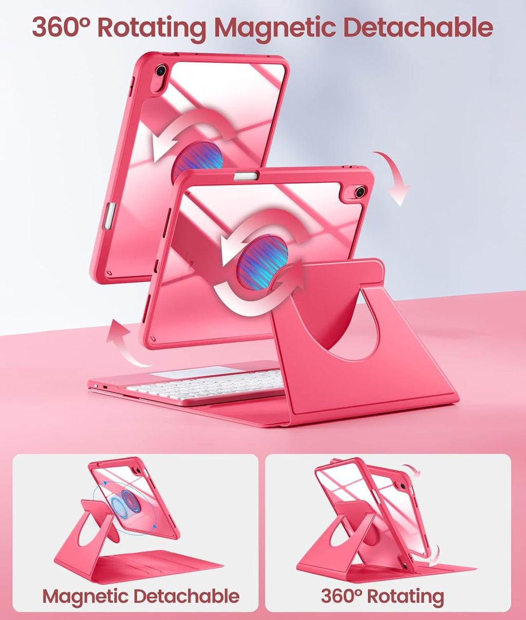 GEAK Compatible With iPad A16 11th 10th Generation Case with Keyboard, 360 Rotation Detachable Case with 7 Colors Backlit Keyboard for iPad A16/10th Gen, with Multi-Touch Trackpad