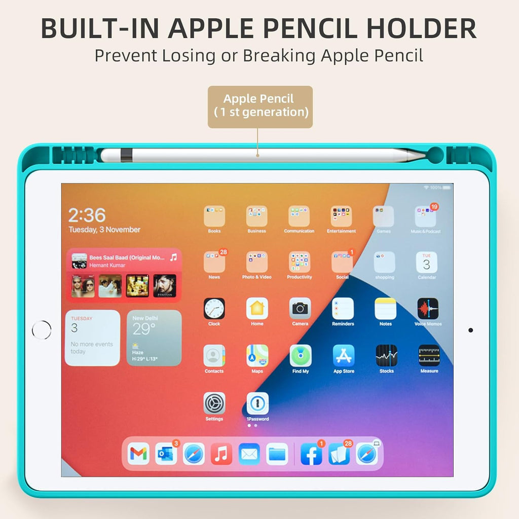 GEAK 10.2 inch Case for iPad 9th 8th 7th Generation Case Cover with Pencil Holder