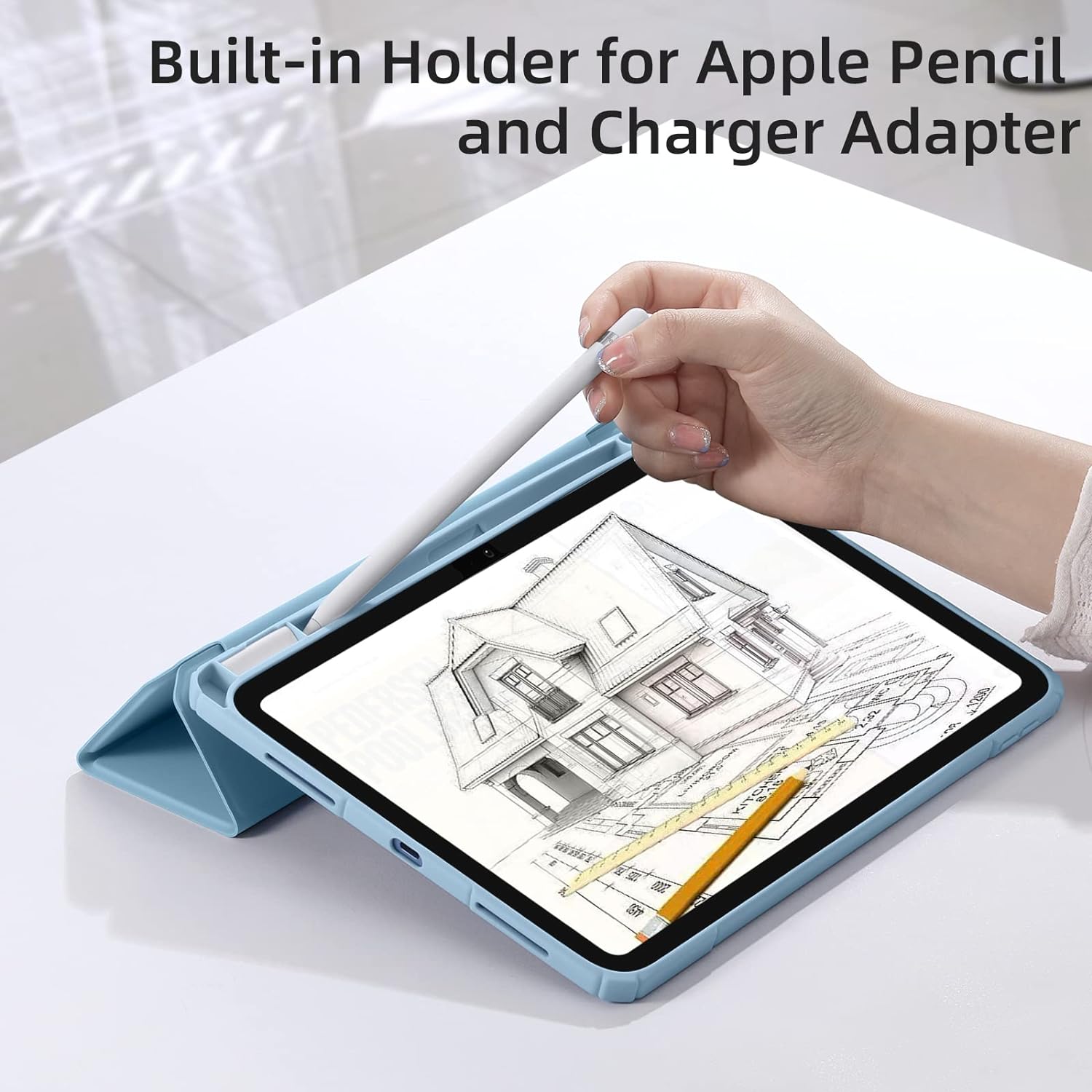 GEAK Compatible With iPad (A16) 11th Generation (2025)/10.9inch iPad 10th Generation (2022) Case Cover with Pencil Holder, Blue
