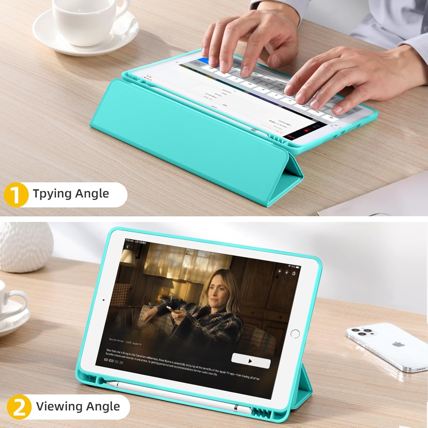 GEAK 10.2 inch Case for iPad 9th 8th 7th Generation Case Cover with Pencil Holder