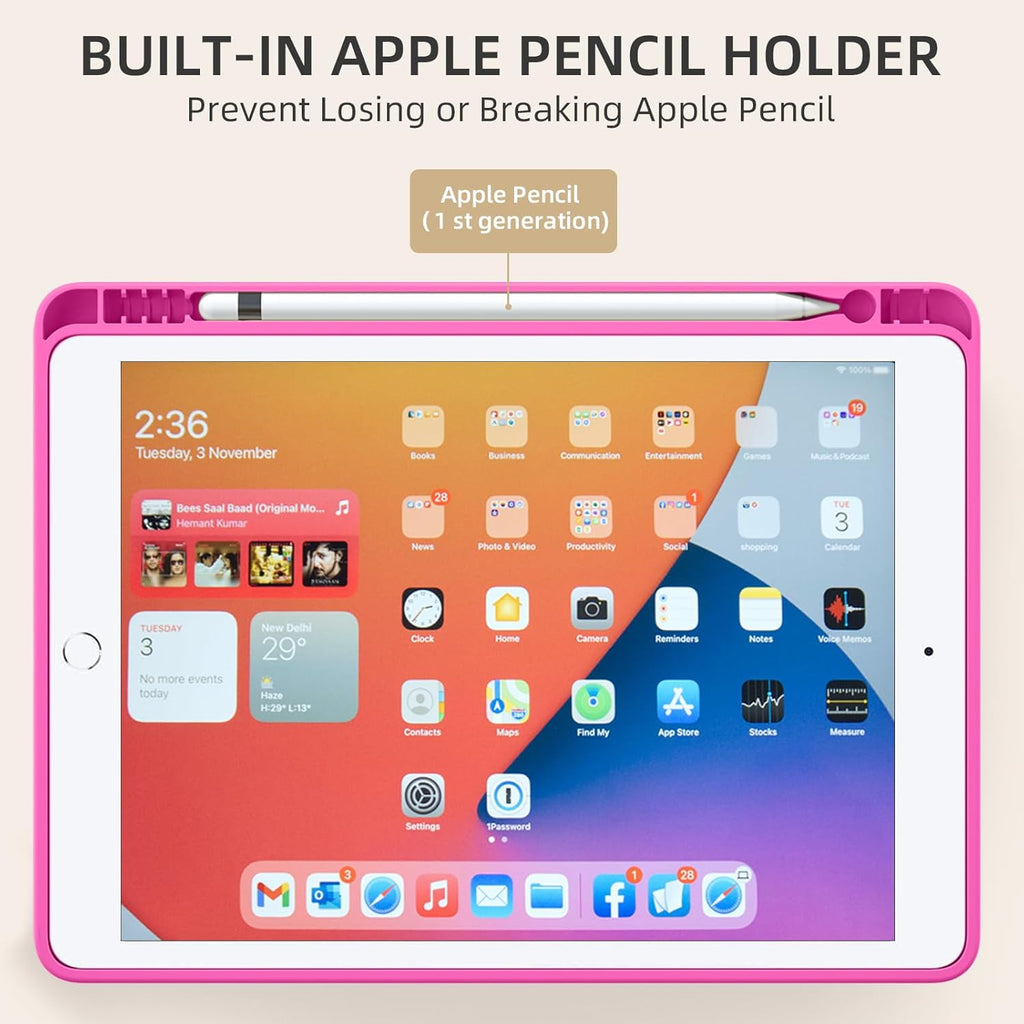 GEAK 10.2 inch Case for iPad 9th 8th 7th Generation Case Cover with Pencil Holder