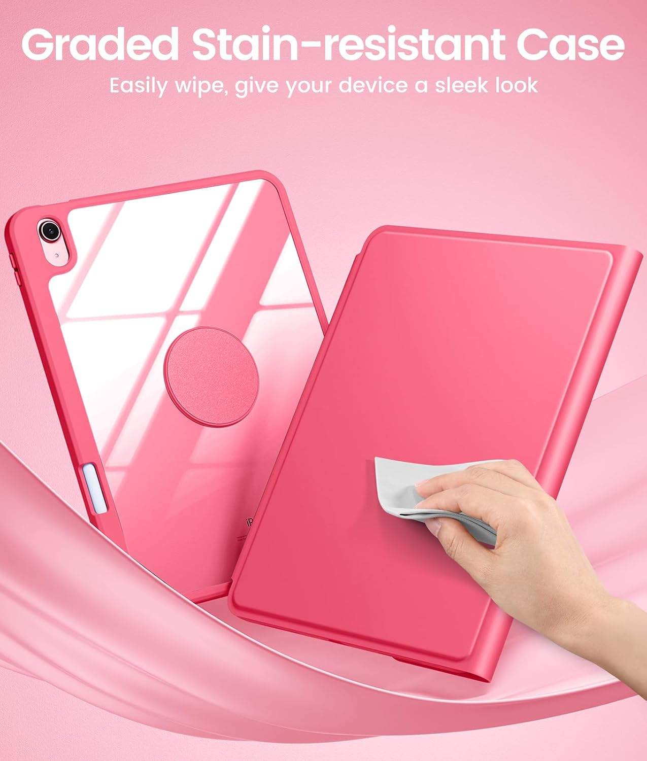 GEAK Compatible With iPad A16 11th 10th Generation Case with Keyboard, 360 Rotation Detachable Case with 7 Colors Backlit Keyboard for iPad A16/10th Gen, with Multi-Touch Trackpad