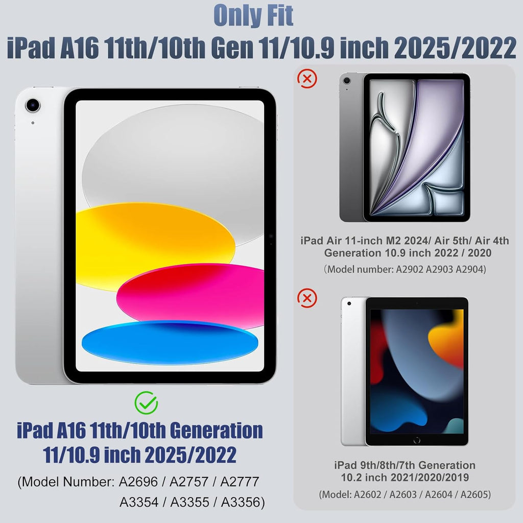 GEAK Compatible with Apple iPad A16 11th/10th Generation 11 inch Case with Screen Protector, 360° Shockproof Stand Cover Case with Pencil Holder for iPad 10th 11th Gen 2025
