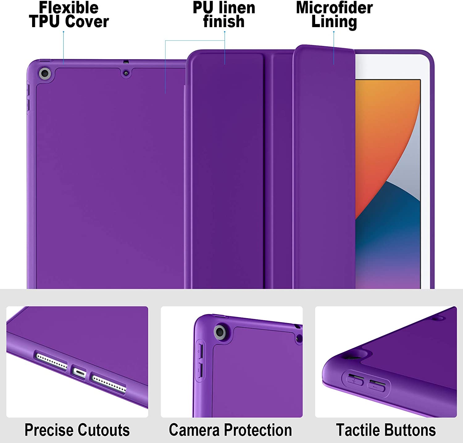 GEAK 10.2 inch Case for iPad 9th 8th 7th Generation Case Cover with Pencil Holder