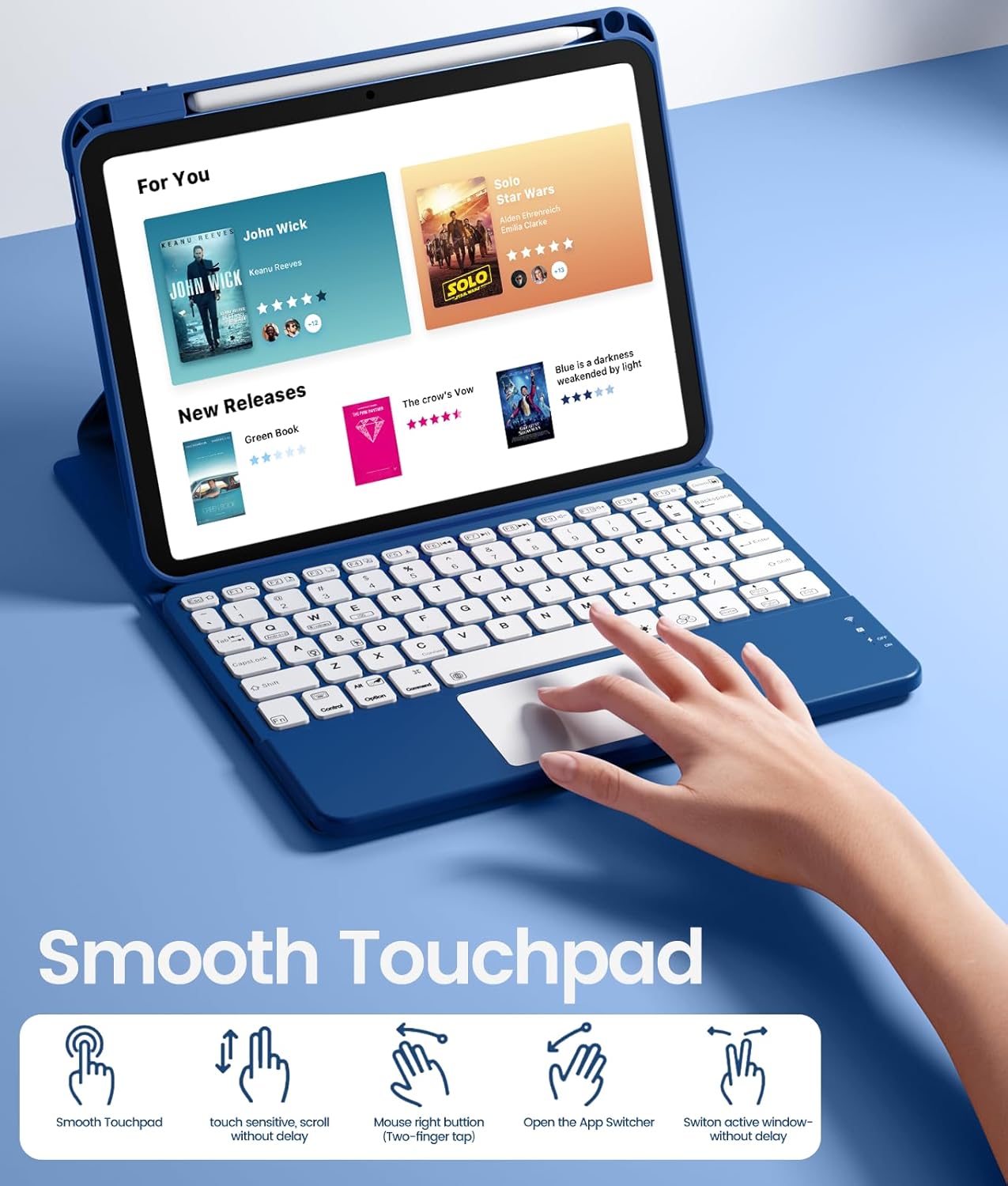 GEAK Compatible With iPad A16 11th 10th Generation Case with Keyboard, 360 Rotation Detachable Case with 7 Colors Backlit Keyboard for iPad A16/10th Gen, with Multi-Touch Trackpad