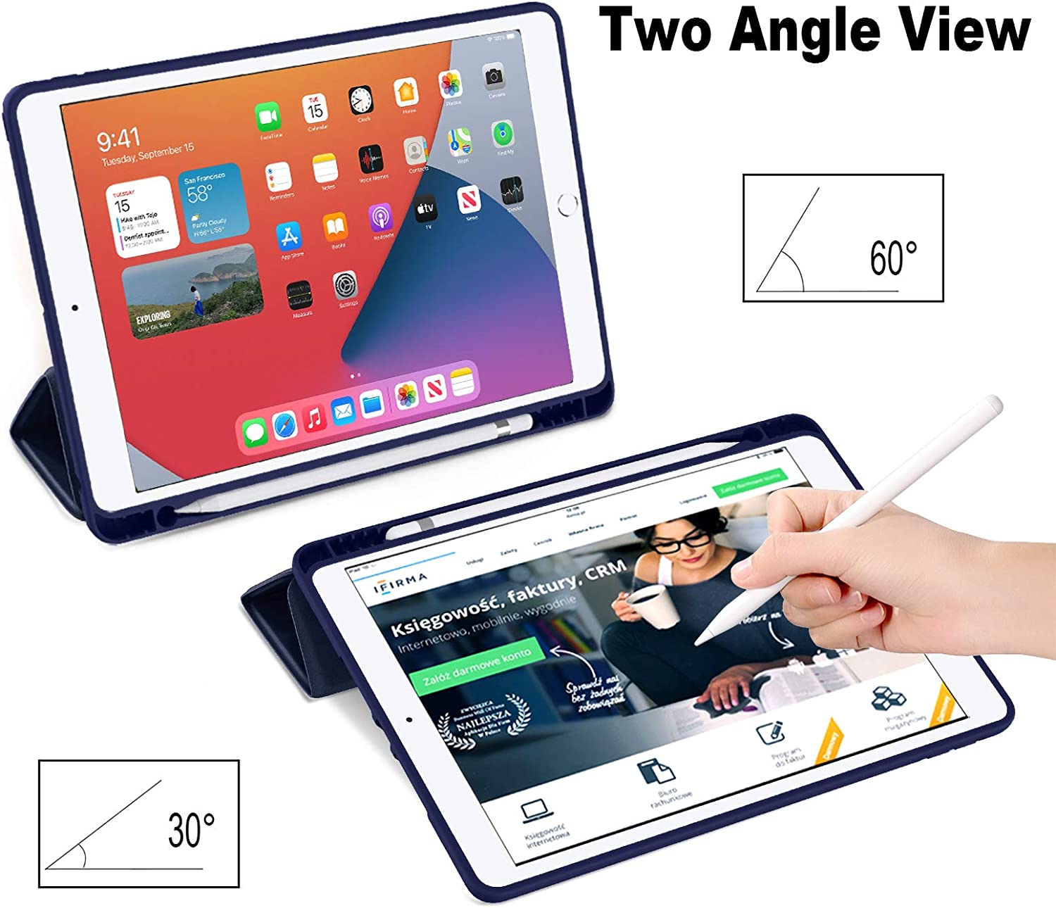 GEAK 10.2 inch Case for iPad 9th 8th 7th Generation Case Cover with Pencil Holder