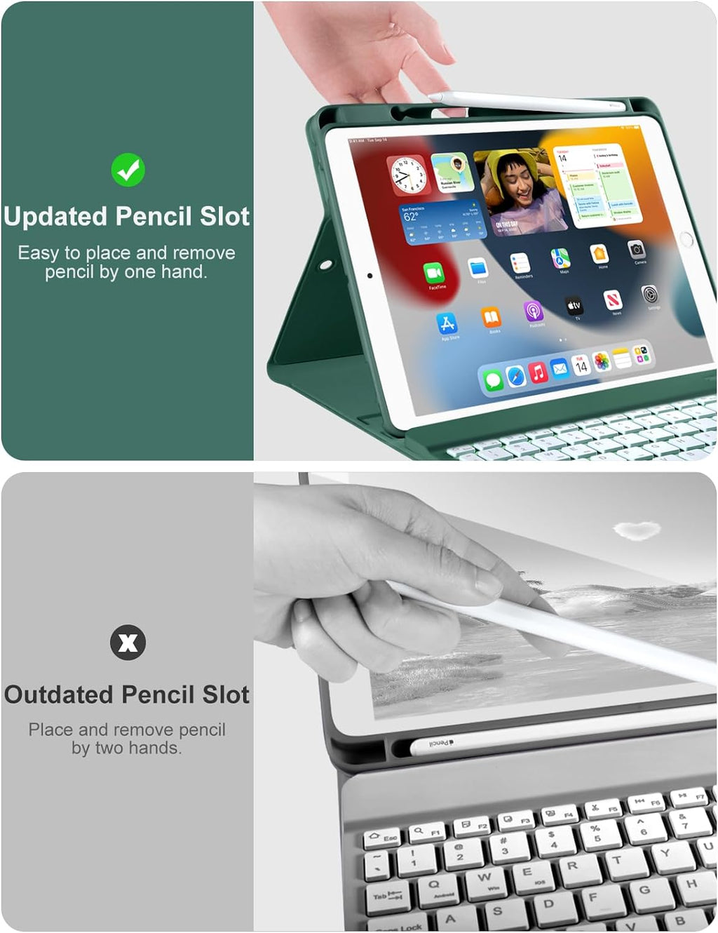 GEAK Compatible with Apple iPad 9th 8th 7th Generation Case with Keyboard 10.2 inch 7 Color Backlight Keyboard Case Cover with Pencil Holder for iPad Air 3rd Generation & iPad Pro 10.5 inch