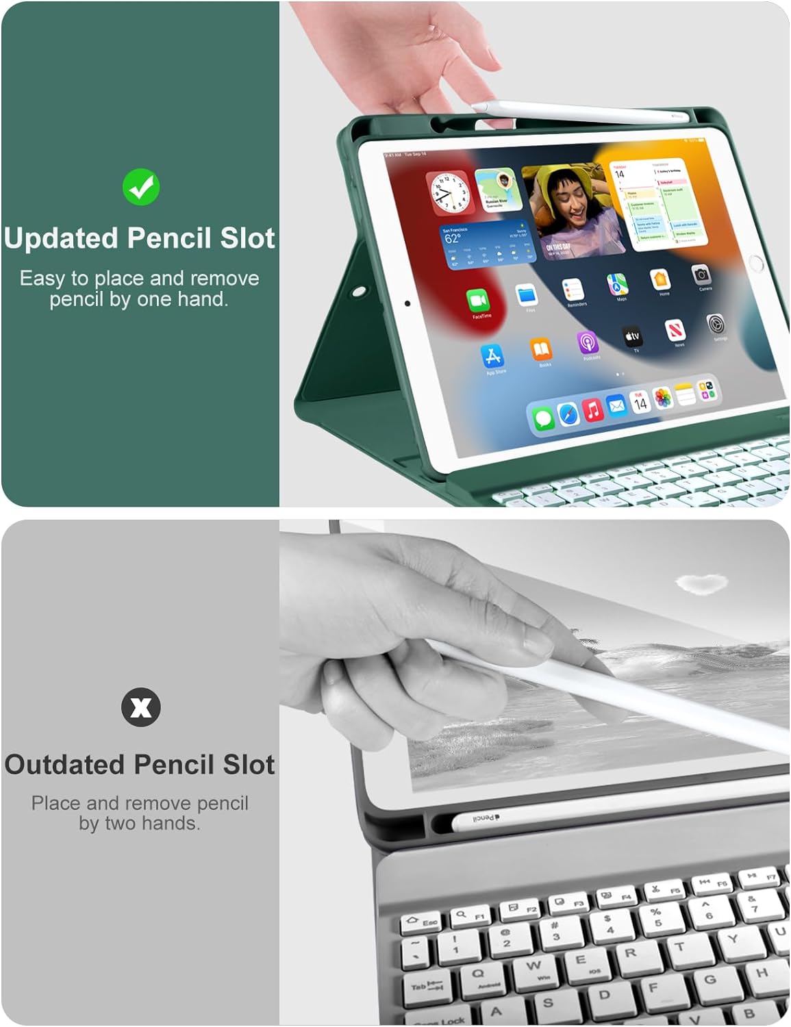 GEAK Compatible with Apple iPad 9th 8th 7th Generation Case with Keyboard 10.2 inch 7 Color Backlight Keyboard Case Cover with Pencil Holder for iPad Air 3rd Generation & iPad Pro 10.5 inch