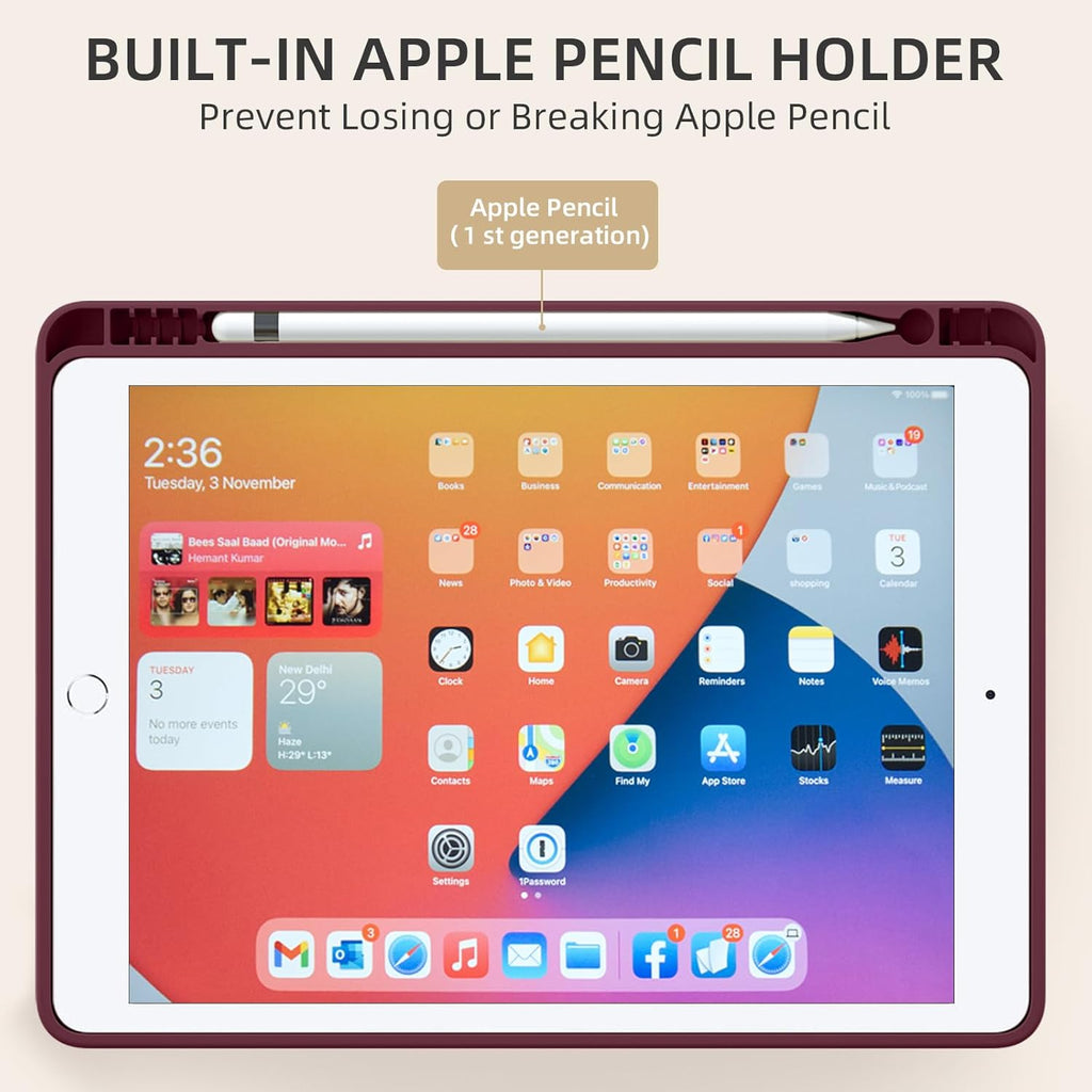GEAK 10.2 inch Case for iPad 9th 8th 7th Generation Case Cover with Pencil Holder
