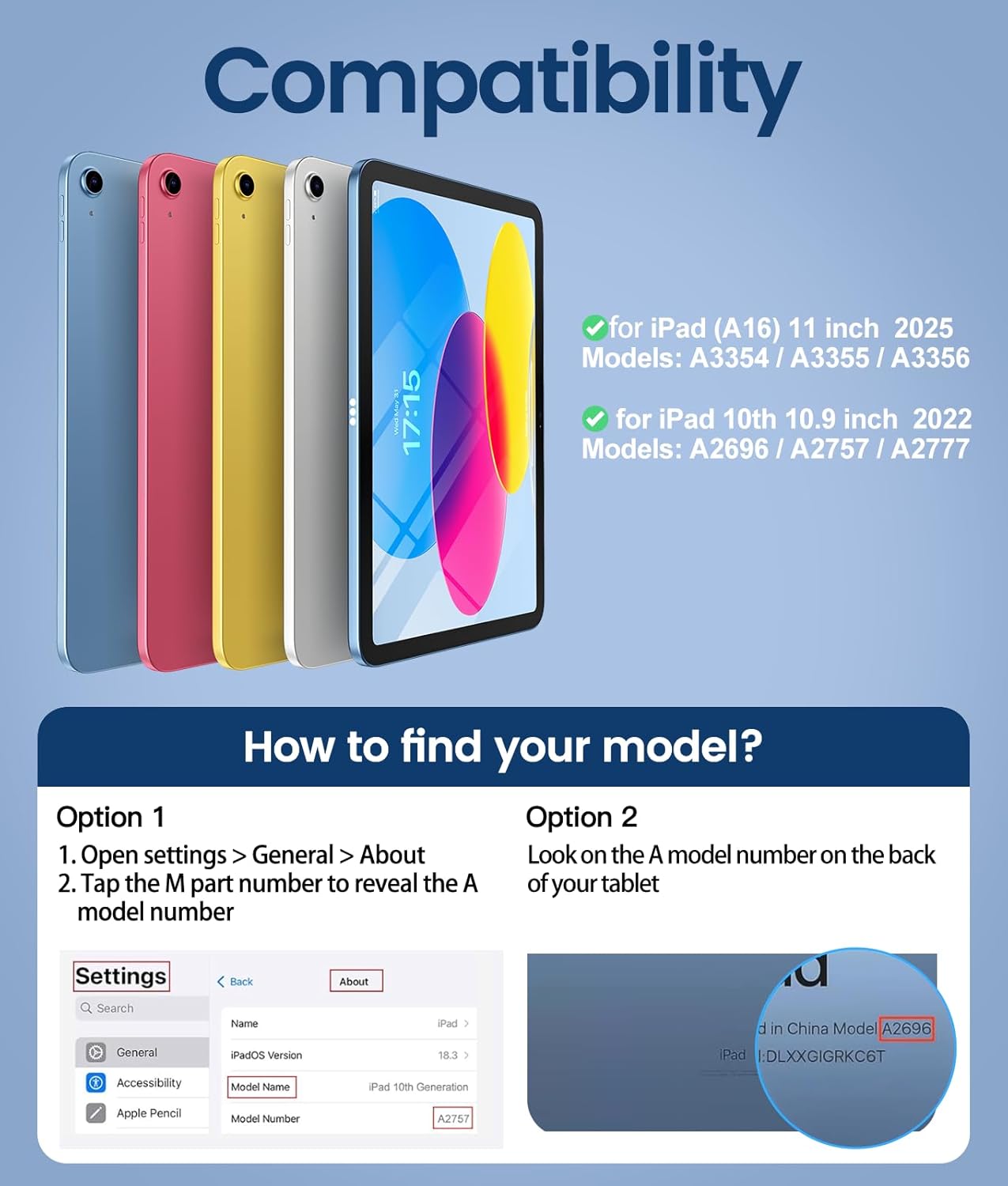 GEAK Compatible With iPad A16 11th 10th Generation Case with Keyboard, 360 Rotation Detachable Case with 7 Colors Backlit Keyboard for iPad A16/10th Gen, with Multi-Touch Trackpad