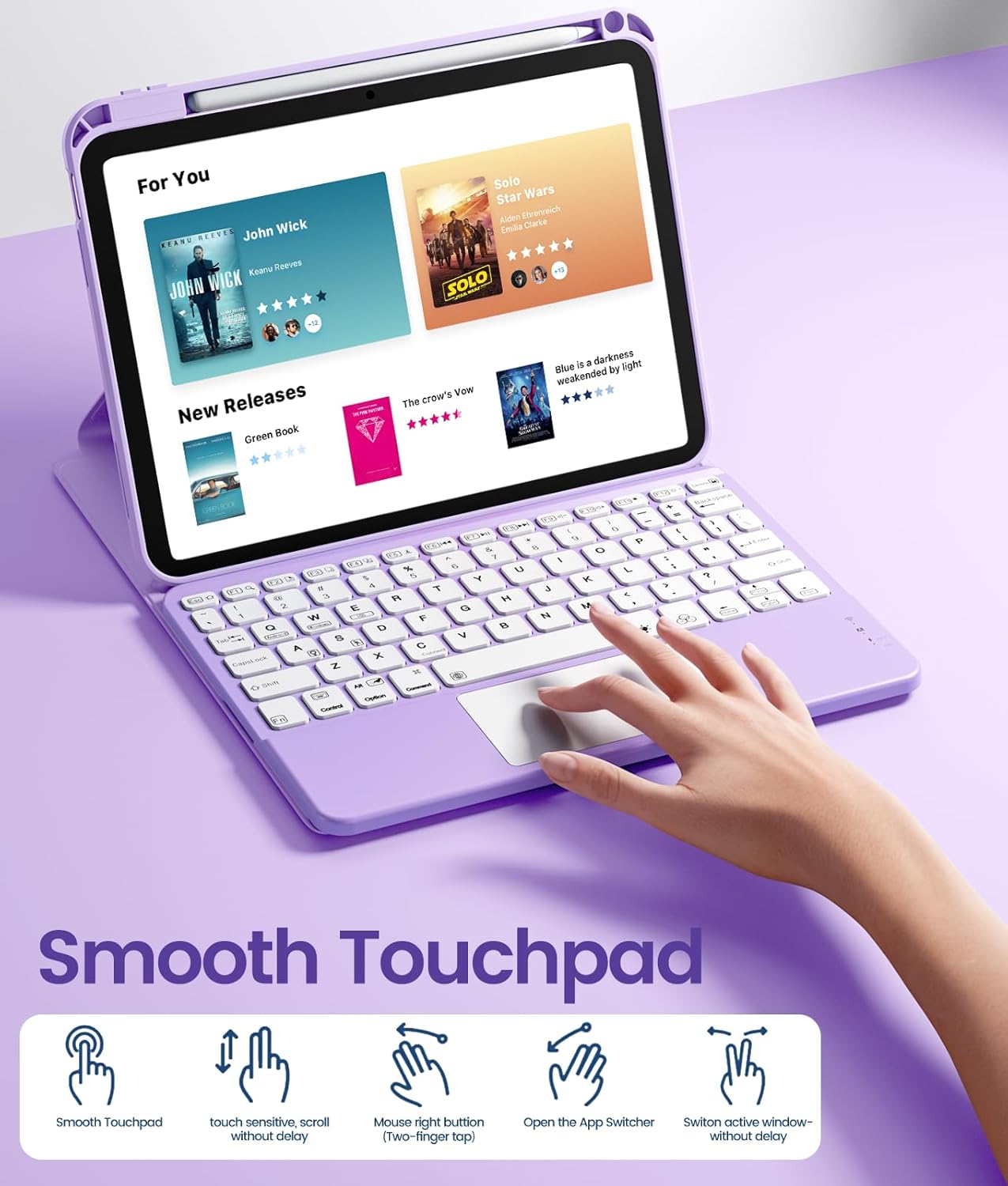 GEAK Compatible With iPad A16 11th 10th Generation Case with Keyboard, 360 Rotation Detachable Case with 7 Colors Backlit Keyboard for iPad A16/10th Gen, with Multi-Touch Trackpad