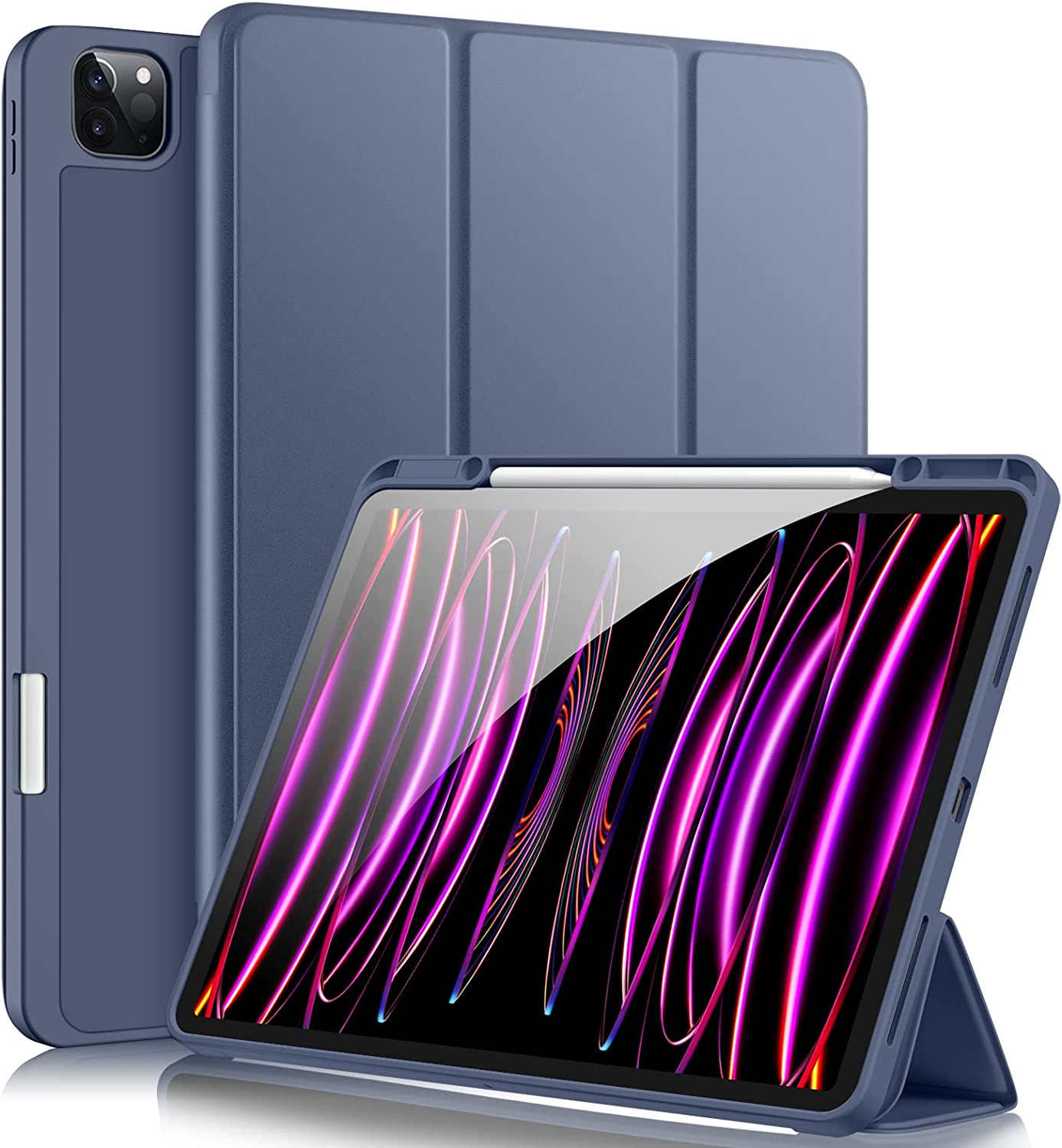 GEAK for iPad Pro 12.9 inch Case with Pencil Holder, Soft Cover Fits for iPad Pro 6th 5th 4th 3rd Generation