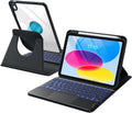 GEAK Compatible With iPad A16 11th 10th Generation Case with Keyboard, 360 Rotation Detachable Case with 7 Colors Backlit Keyboard for iPad A16/10th Gen, with Multi-Touch Trackpad