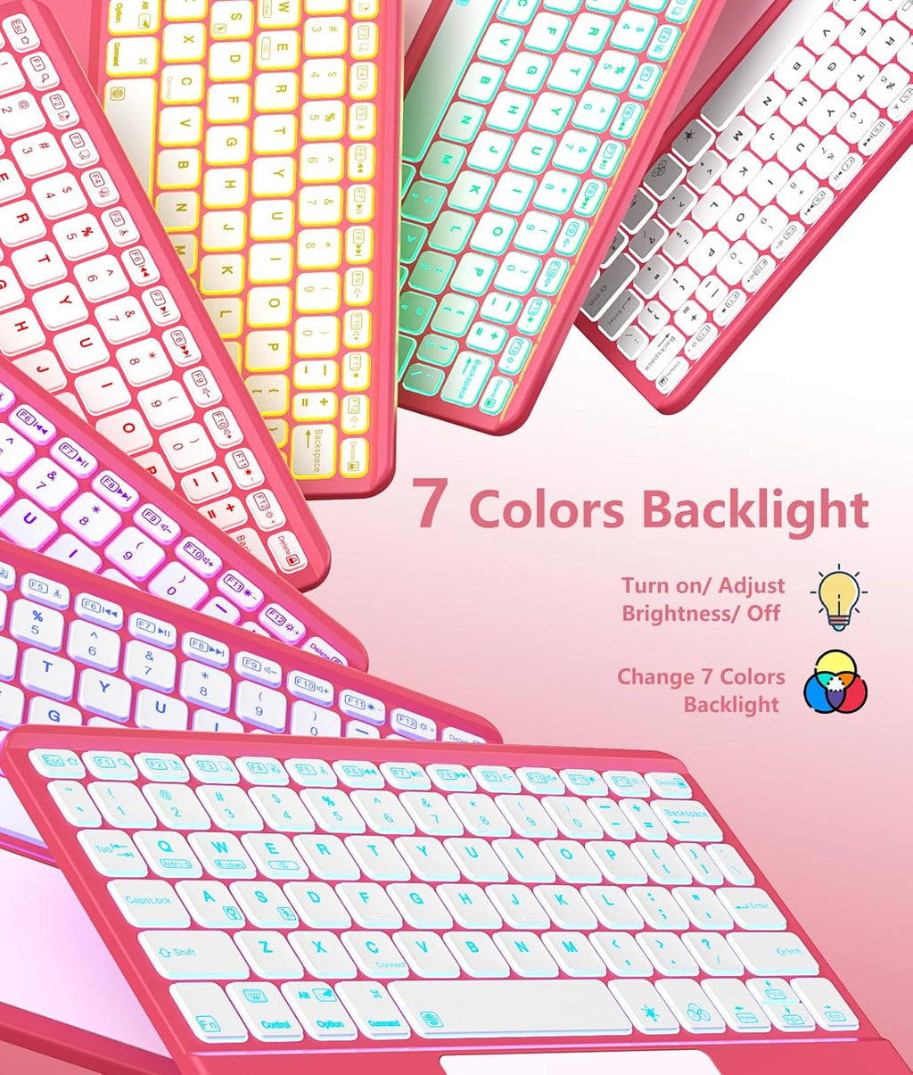 GEAK Compatible With iPad A16 11th 10th Generation Case with Keyboard, 360 Rotation Detachable Case with 7 Colors Backlit Keyboard for iPad A16/10th Gen, with Multi-Touch Trackpad