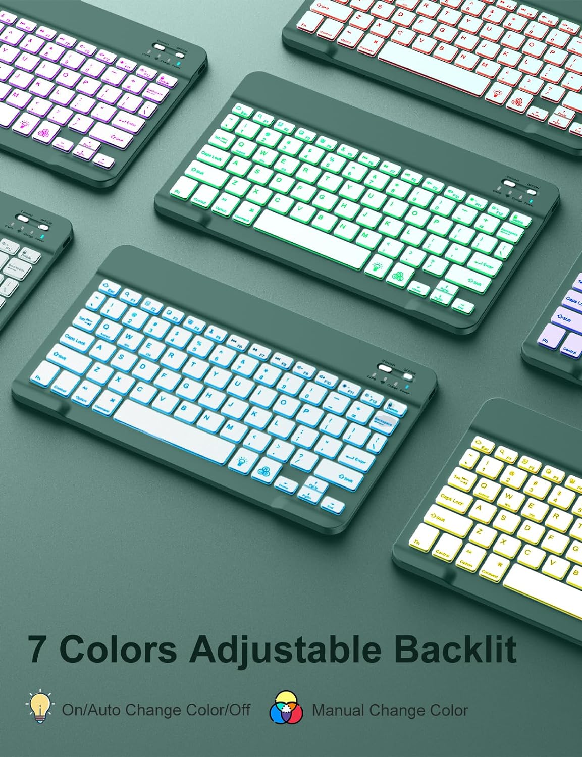 GEAK Compatible with Apple iPad 9th 8th 7th Generation Case with Keyboard 10.2 inch 7 Color Backlight Keyboard Case Cover with Pencil Holder for iPad Air 3rd Generation & iPad Pro 10.5 inch