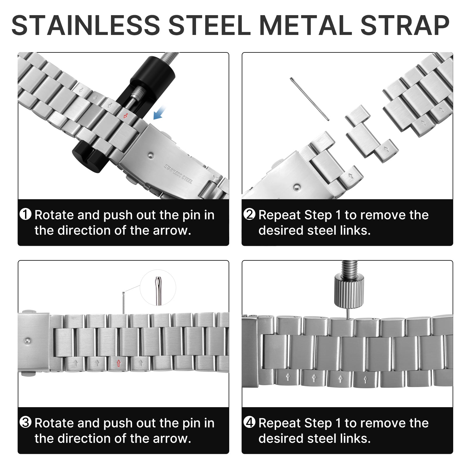GEAK Stainless Steel Metal Band Compatible with Samsung Galaxy Watch 8 40mm 44mm/8 Classic 46mm 2025