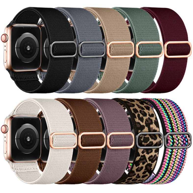 GEAK Stretchy Nylon Bands Compatible with Apple Watch Ultra 3 2 49mm Series 11 10 46mm 42mm SE 3 Series 9 8 7 45mm 41mm SE 2nd Generation Series 6 5 4 44mm 40mm Series 3 38mm Bands for Women Men