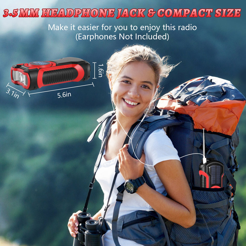 GEAK Solar Hand Crank Emergency Radio Portable AM FM NOAA Weather Radio with Power Bank, SOS Alarm, Bluetooth Speaker, Flashlight for Indoor Outdoor Camping Emergency Supplies
