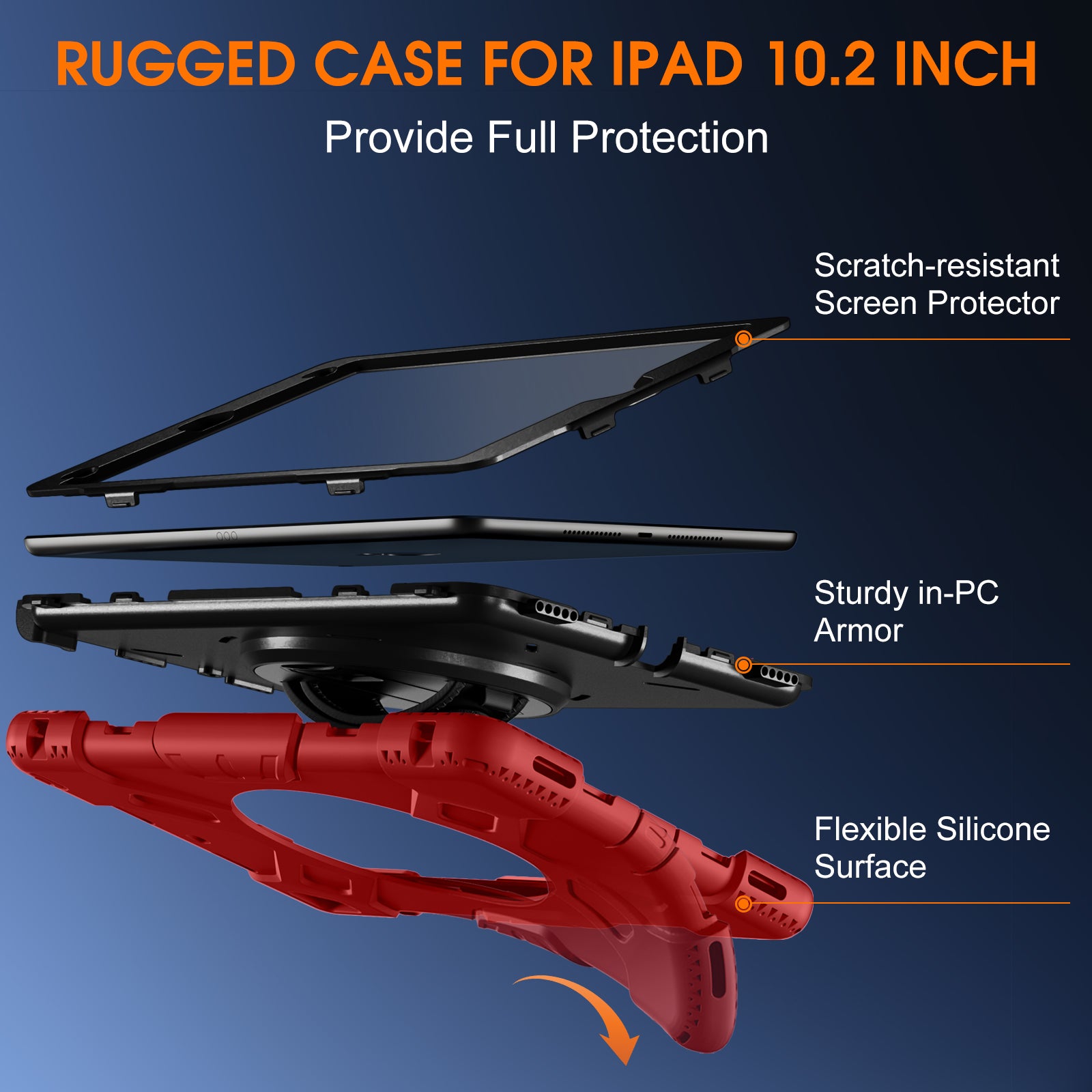 GEAK Compatible with Apple iPad 9th/8th/7th Generation 10.2 inch Case Cover with Screen Protector