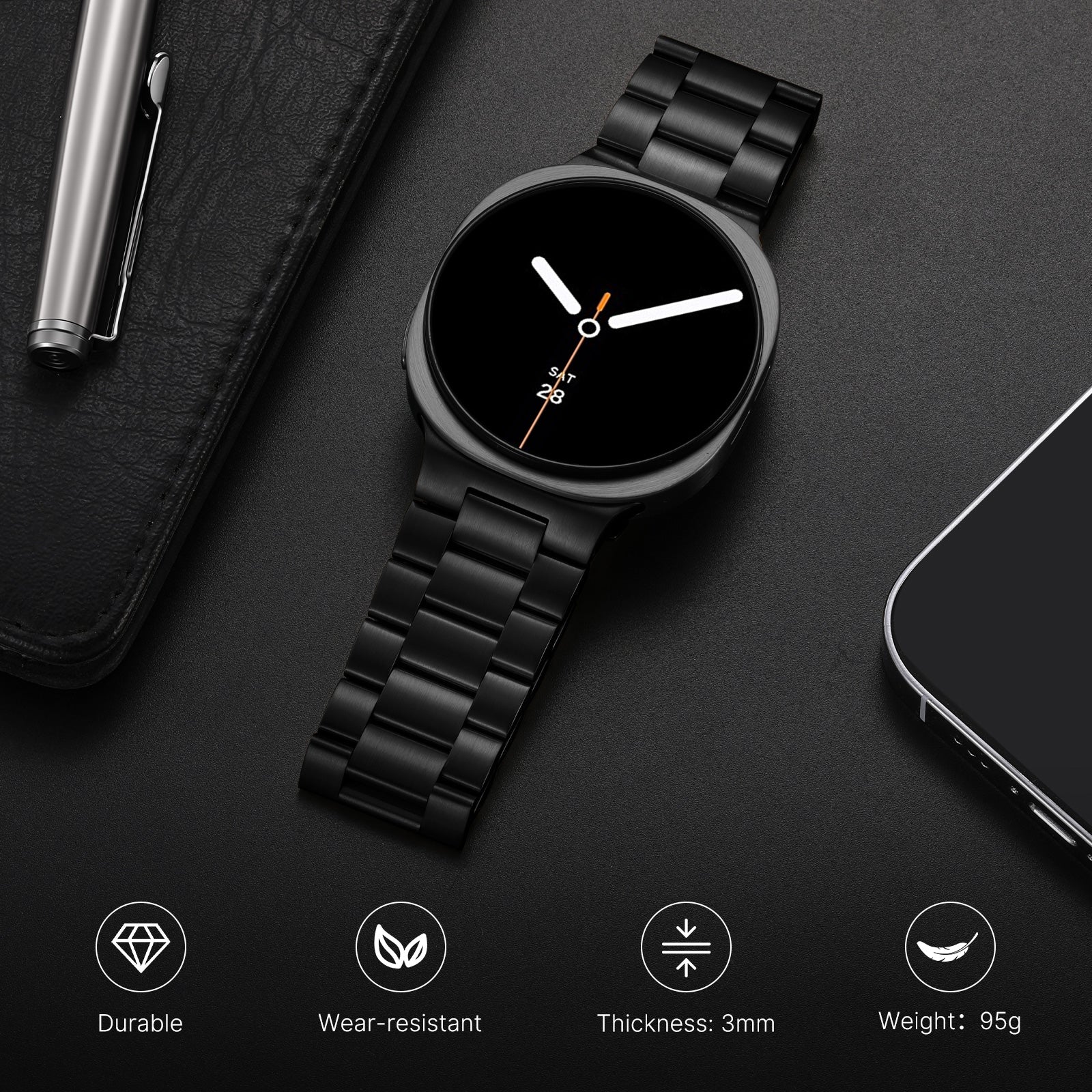 GEAK Stainless Steel Metal Band Compatible with Samsung Galaxy Watch 8 40mm 44mm/8 Classic 46mm 2025