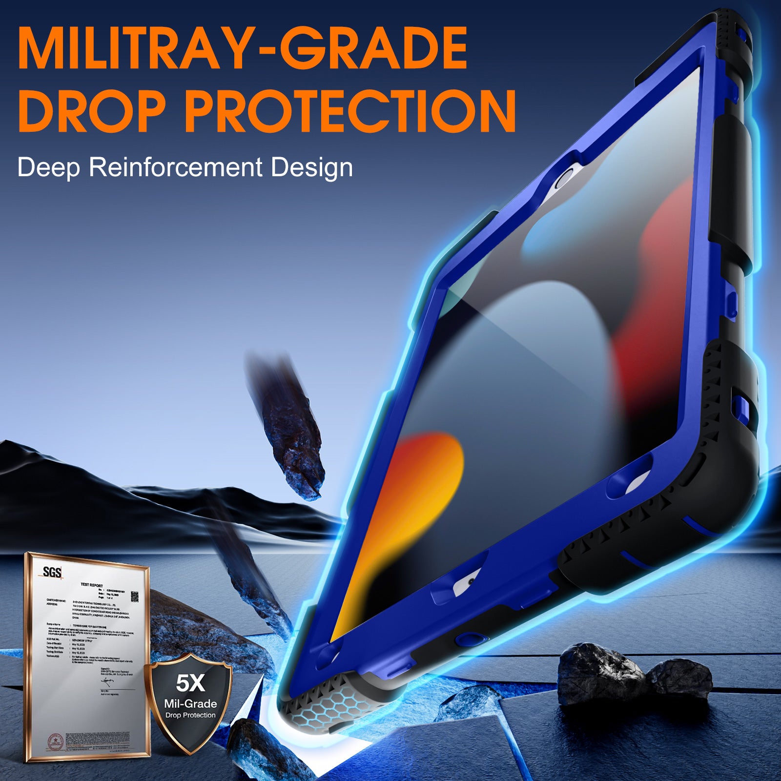 GEAK Compatible with Apple iPad 9th/8th/7th Generation 10.2 inch Case Cover with Screen Protector