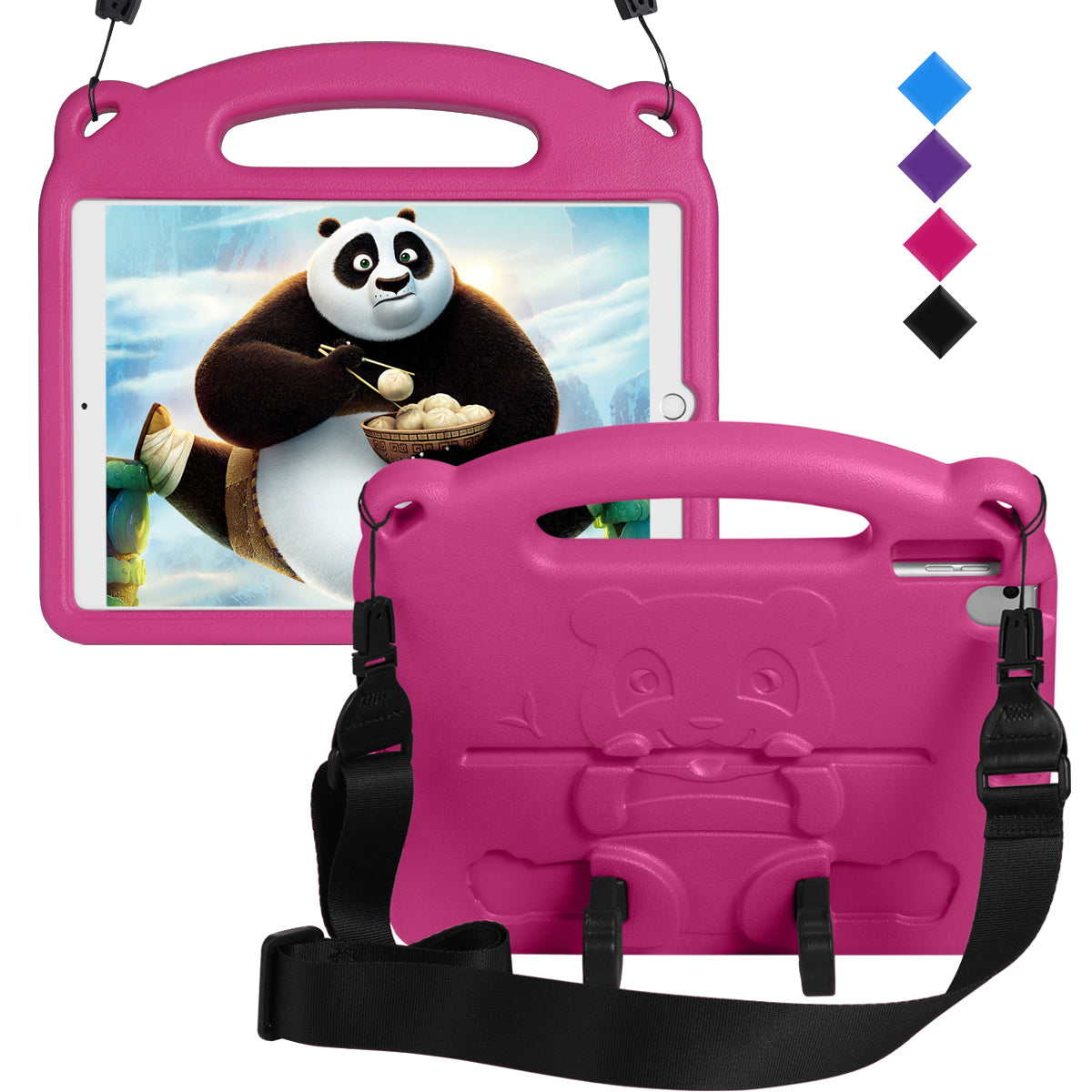 GEAK Compatible with Apple iPad 9th 8th 7th Generation Case for Kids 10.2 inch Cute Panda Shockproof Handle Stand Case with Strap for iPad Air 3rd Generation & Pro 10.5 inch