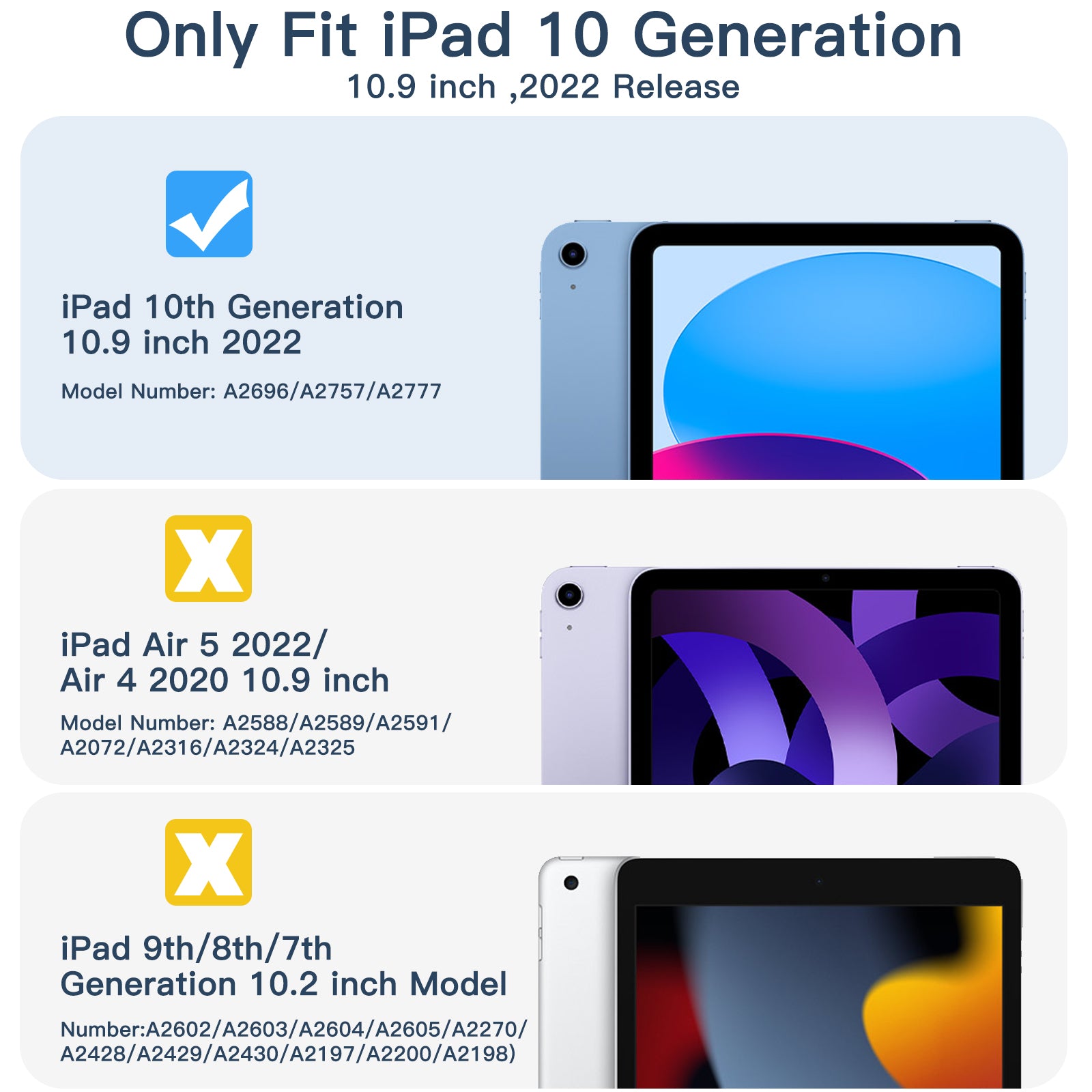 GEAK Compatible with Apple iPad A16 11th Generation 11 inch Case & iPad 10th Generation Case Cover with Pencil Holder