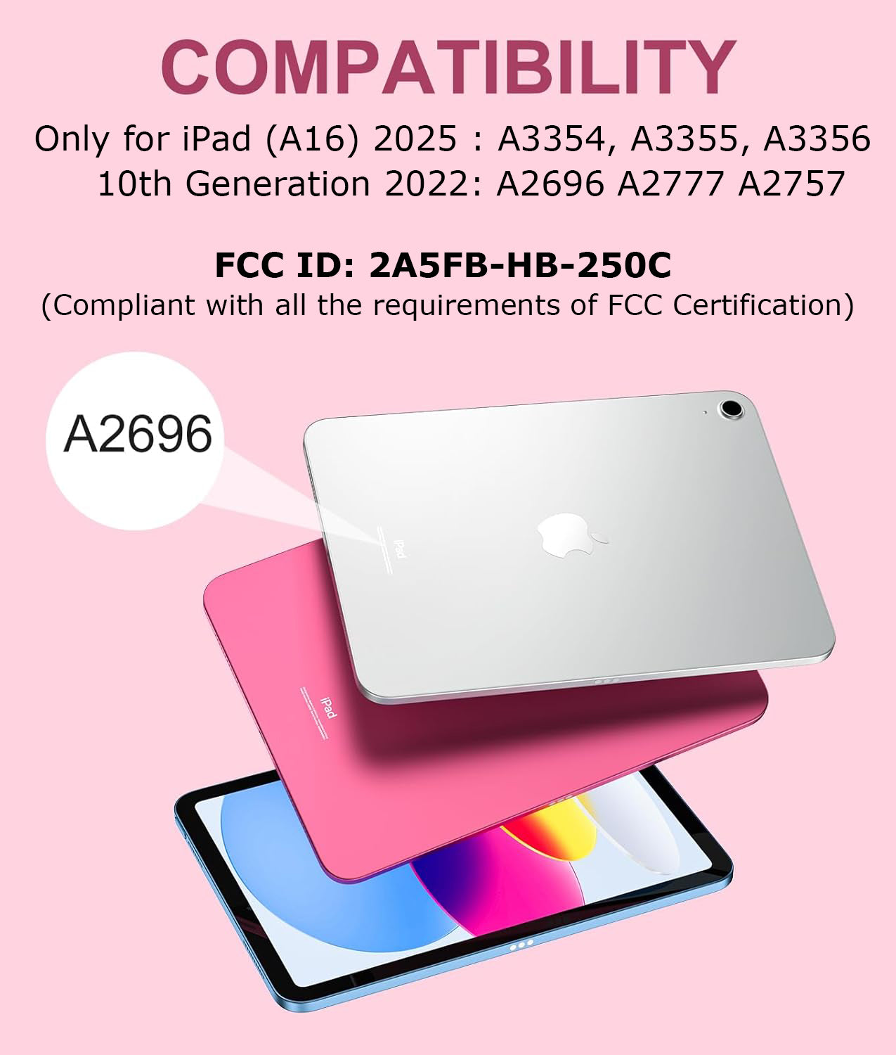 GEAK Compatible with Apple iPad A16 11th 10th Generation Case with Keyboard 7 Color Backlight Detachable Keyboard Case Cover with Touchpad for iPad 11th Gen 11 inch 2025 & 10th Gen 10.9 inch